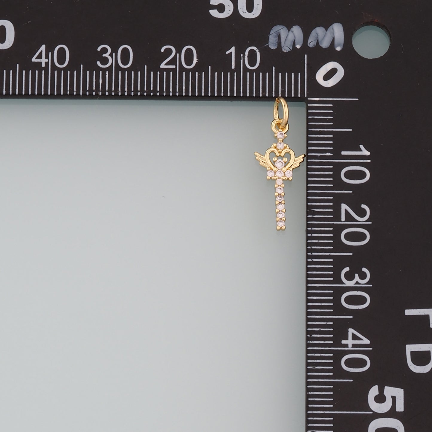 18K Gold Filled Magic Wand Pendant,CZ Micro Pave Magic Wand Charm Bracelet Necklace for DIY Jewelry Making Supply