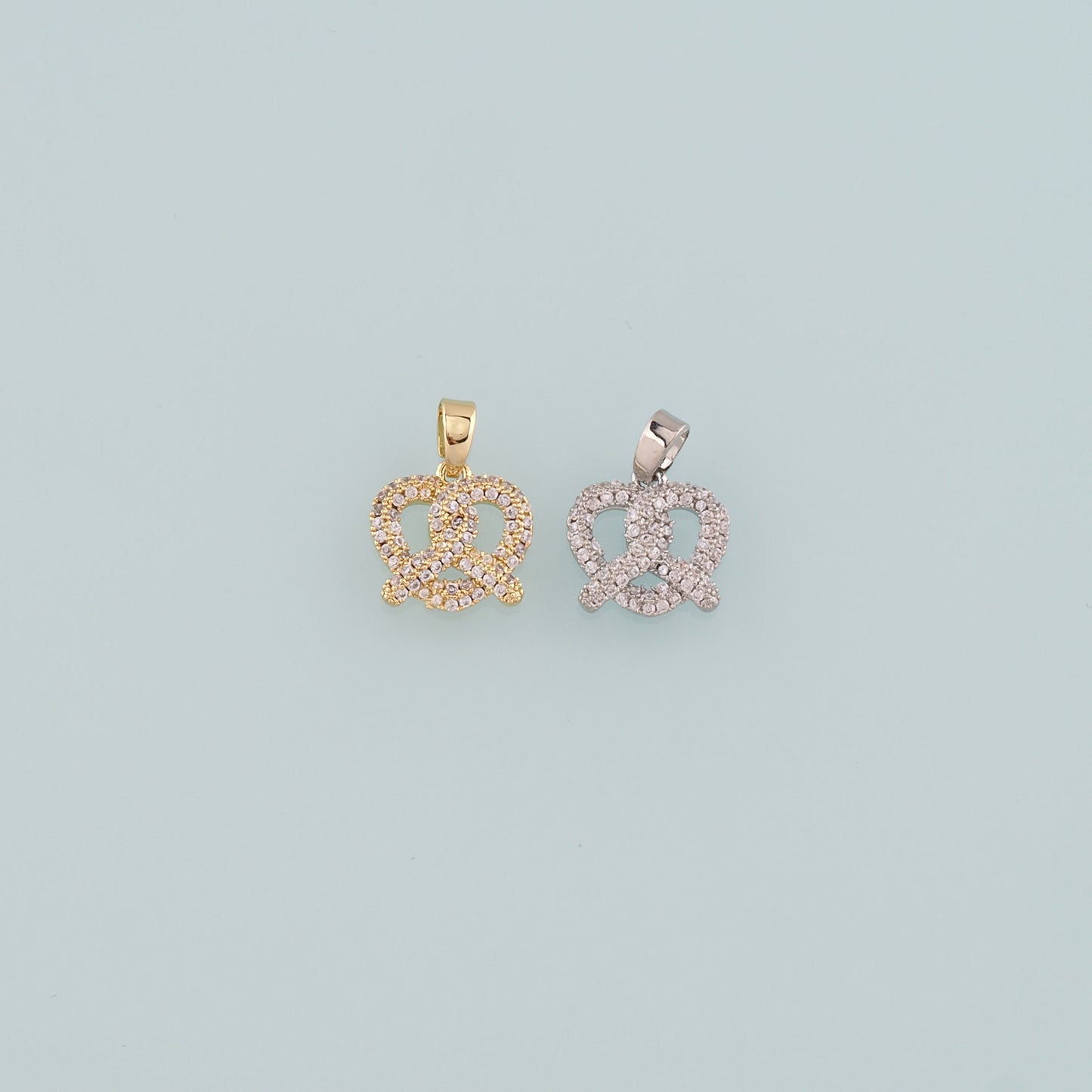 Gold Food Charms,18K Gold Filled Bread Pendant,CZ Micro Pave Bread Charm Bracelet Necklace for DIY Jewelry Making Supply