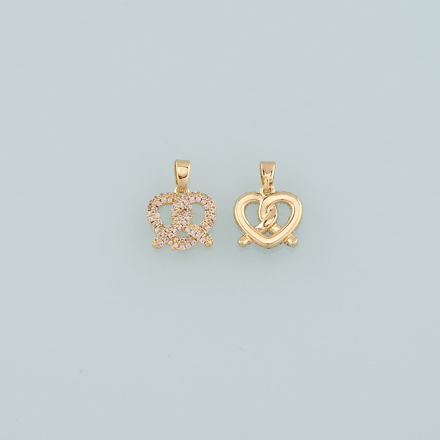 Gold Food Charms,18K Gold Filled Bread Pendant,CZ Micro Pave Bread Charm Bracelet Necklace for DIY Jewelry Making Supply