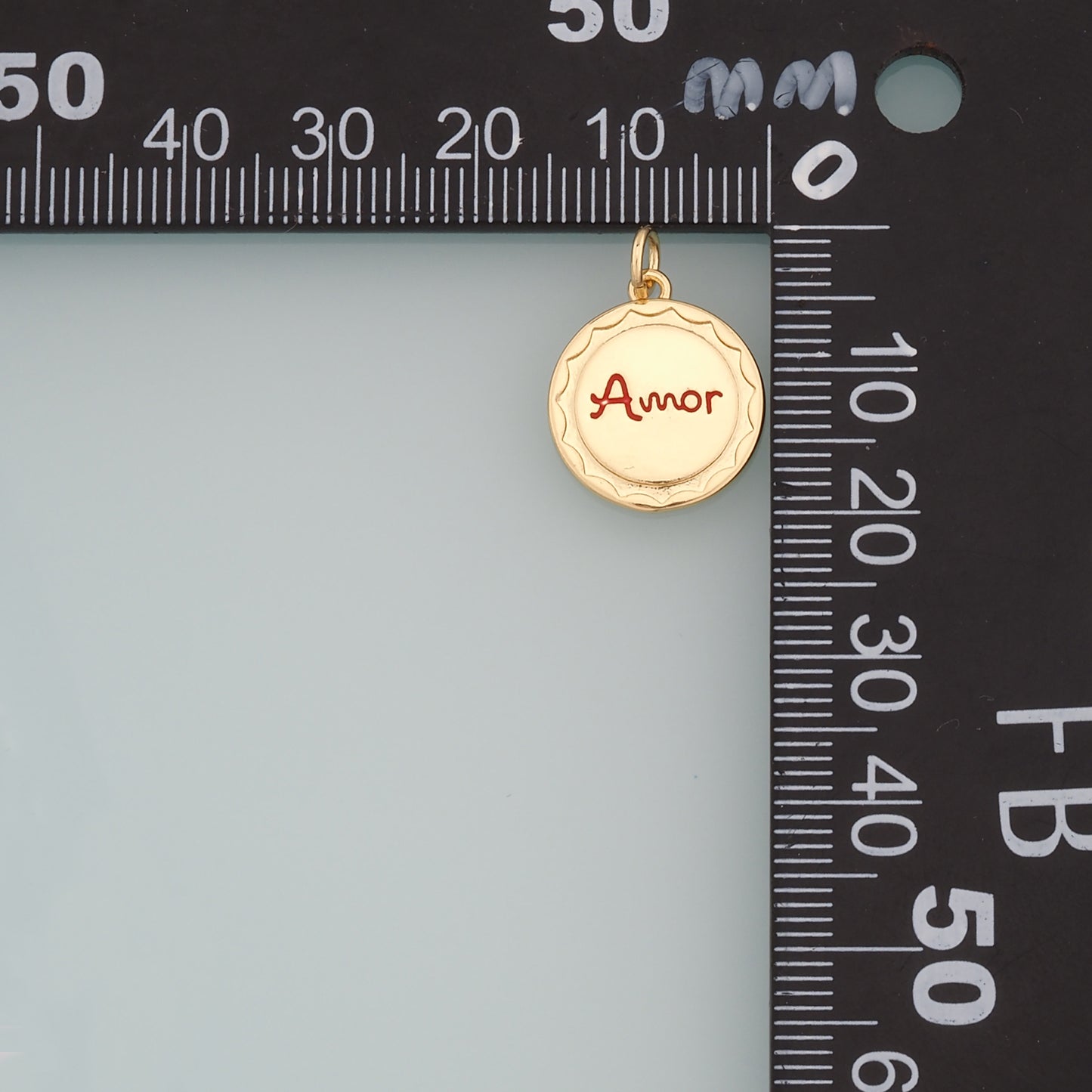 18K Gold Filled Amor Pendant,Enamel Amor Charm Bracelet Necklace for DIY Jewelry Making Supply