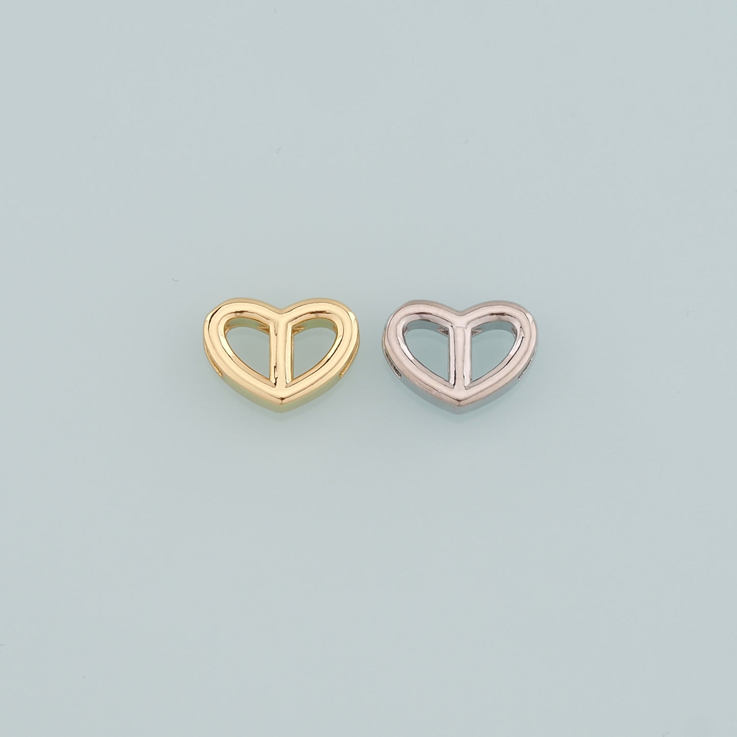 18K Gold Filled Heart Spacer Bead,Heart Charm Bracelet Necklace for DIY Jewelry Making Supply