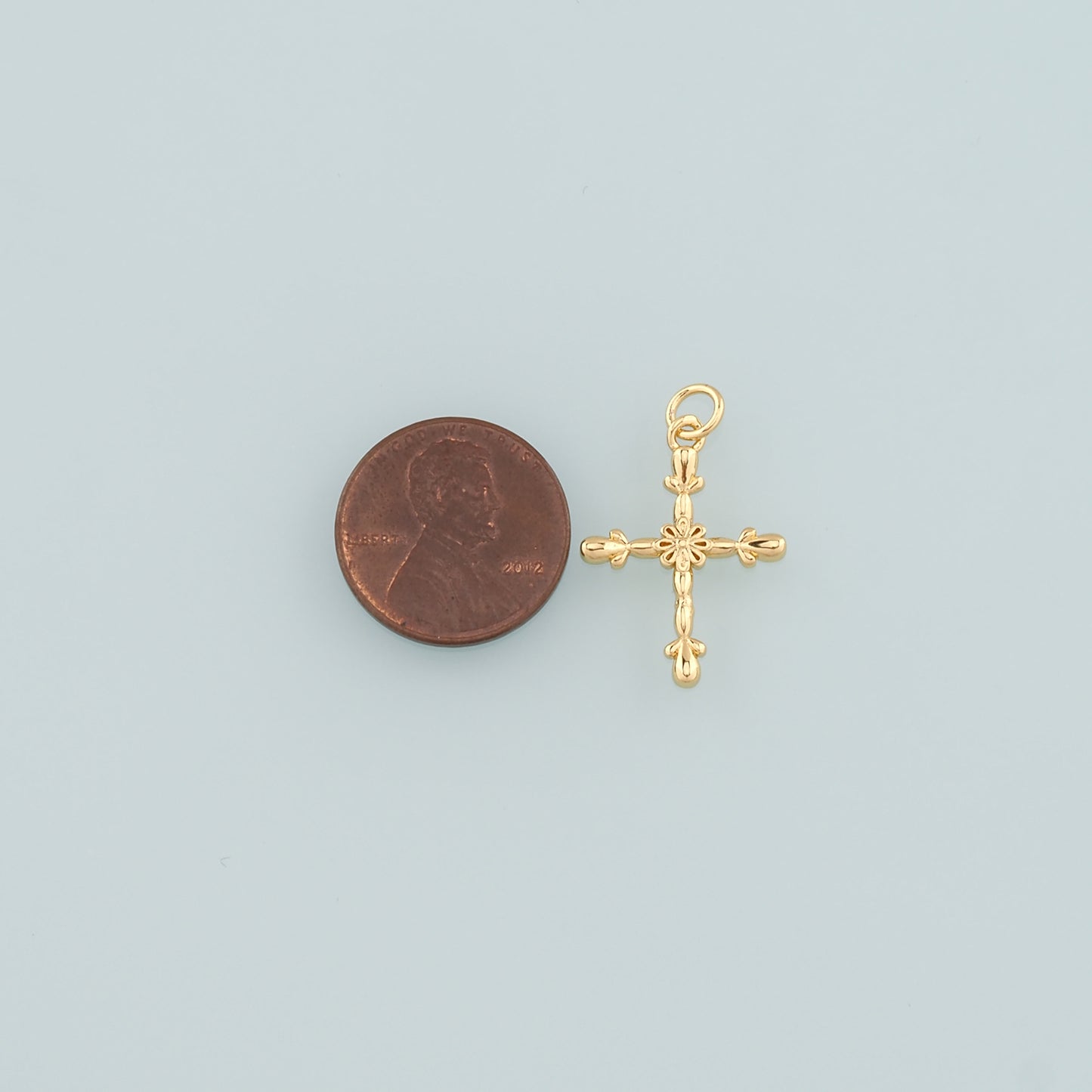 Gold Cross Charms,18K Gold Filled Cross Pendant,Religion Charm Bracelet Necklace for DIY Jewelry Making Supply