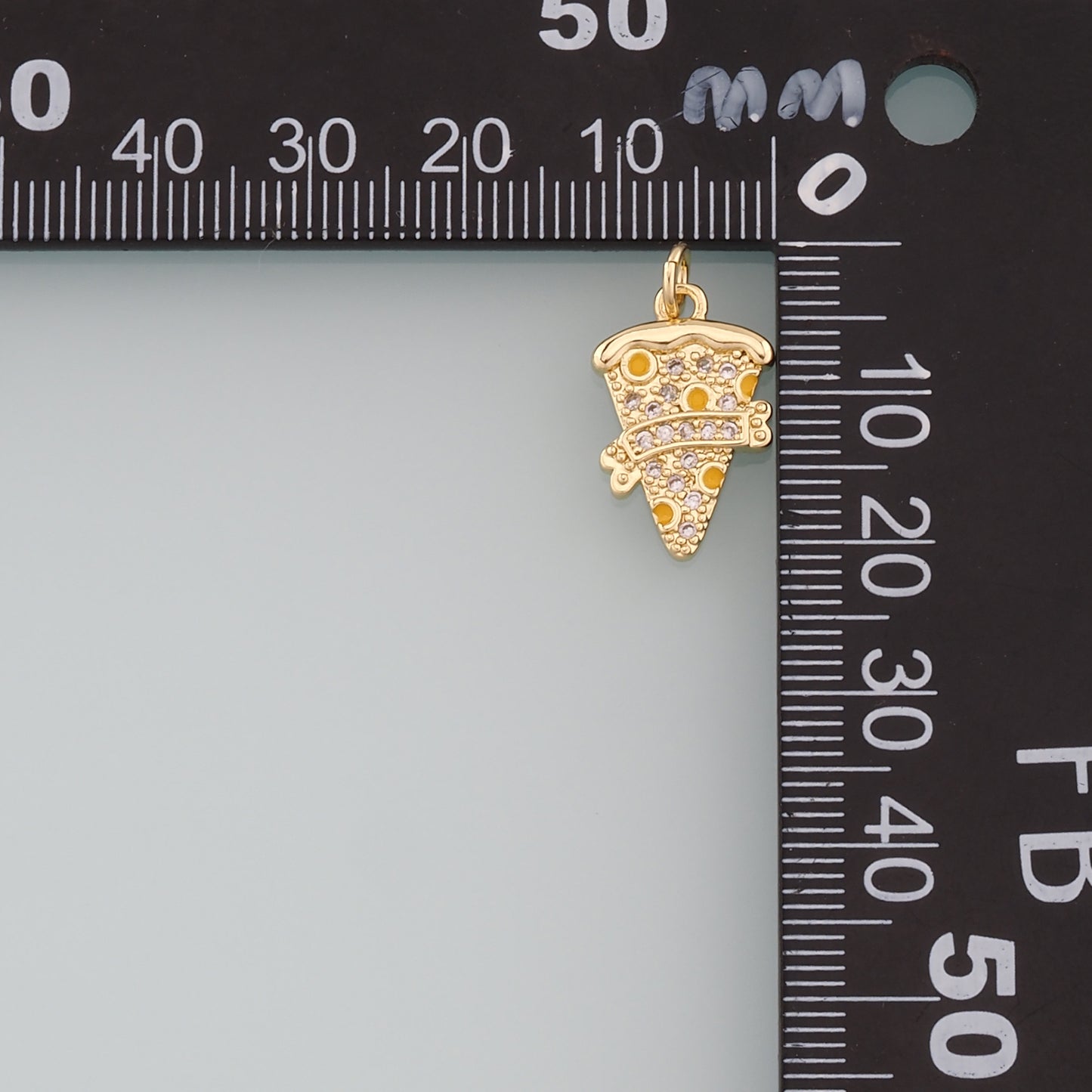 Gold Pizza Charms,18K Gold Filled Pizza Pendant,CZ Micro Pave Gourmet Food Charm Bracelet Necklace for DIY Jewelry Making Supply