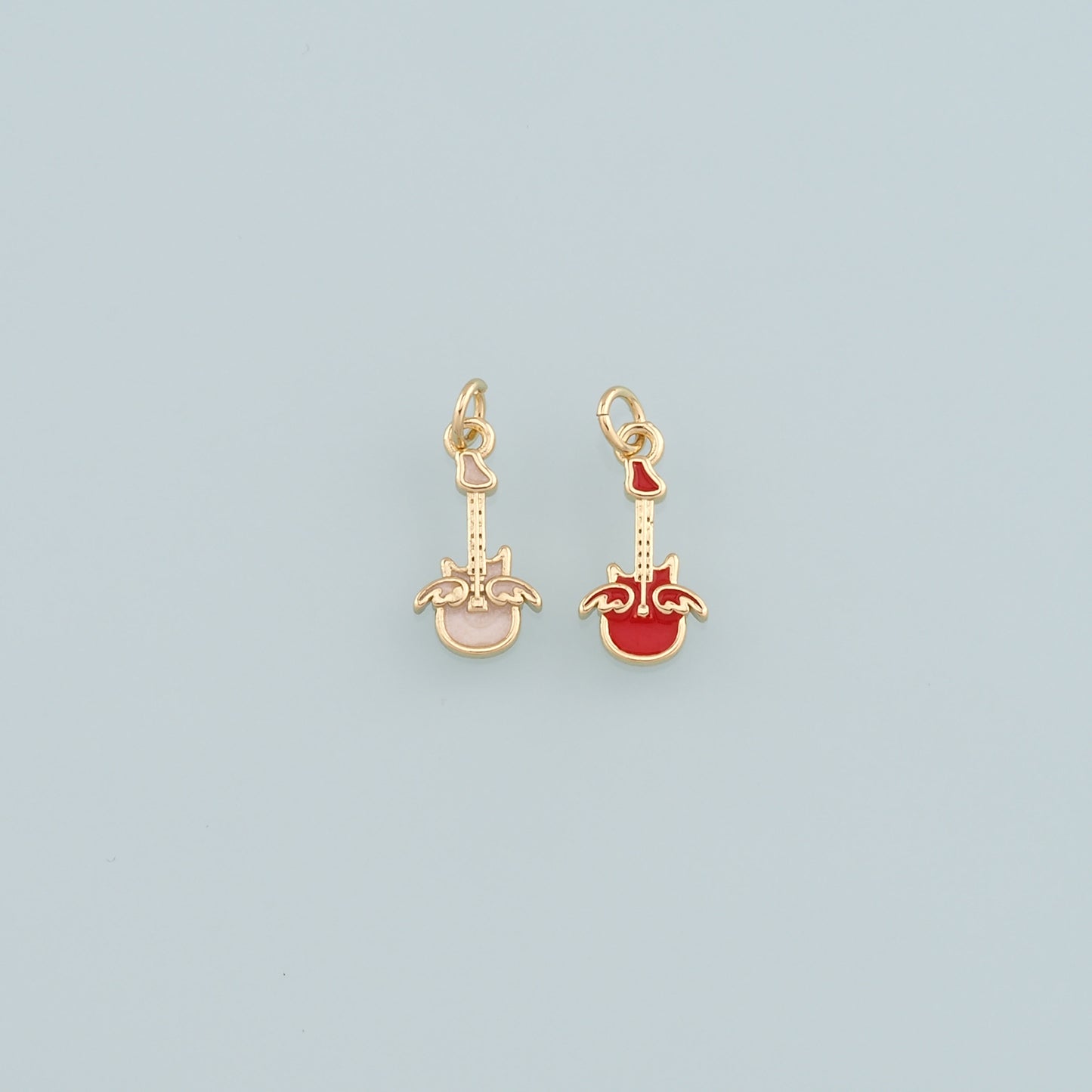 Gold Guitar Charms,18K Gold Filled Guitar Pendant,Enamel Guitar Charm Bracelet Necklace for DIY Jewelry Making Supply