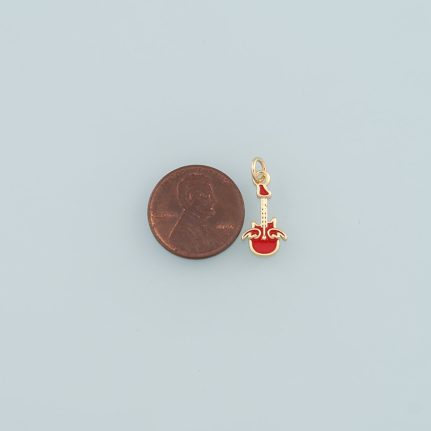 Gold Guitar Charms,18K Gold Filled Guitar Pendant,Enamel Guitar Charm Bracelet Necklace for DIY Jewelry Making Supply