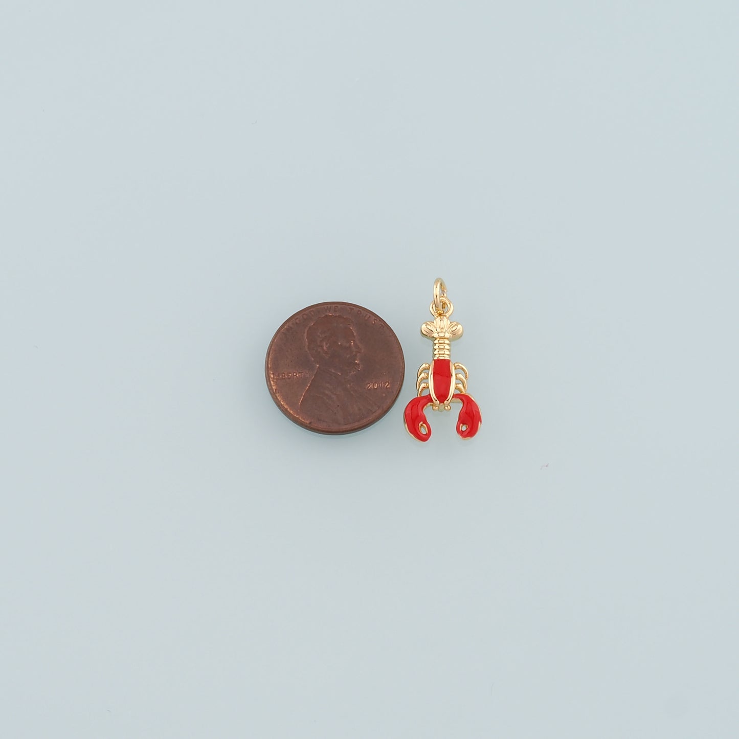 Cute Lobster Charms,18K Gold Filled Enamel Lobster Pendant,Kawaii Ocean Charm Bracelet Necklace for DIY Jewelry Making Supply