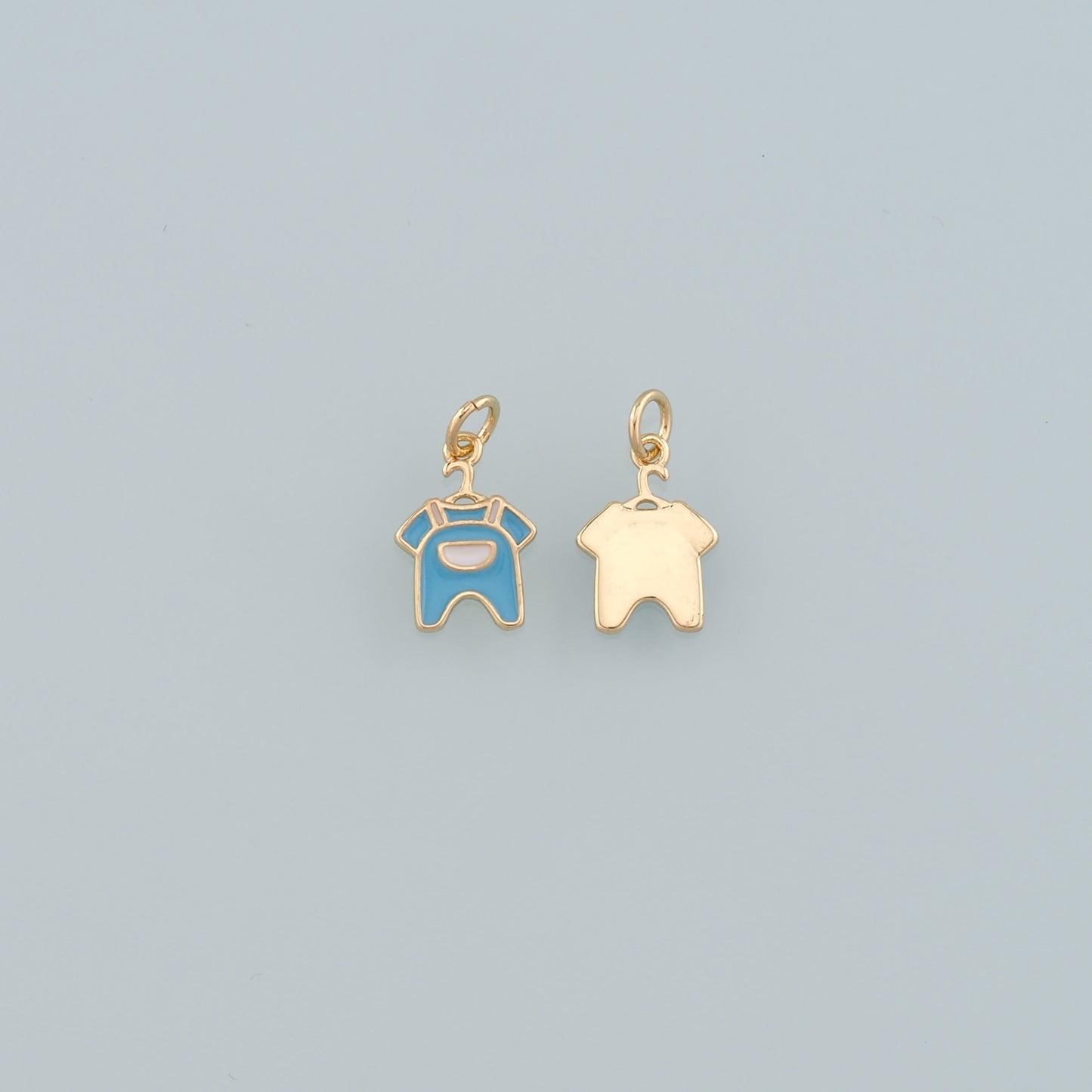 Gold Clothes Charms,18K Gold Filled Clothes Pendant,Enamel Overalls Charm Bracelet Necklace for DIY Jewelry Making Supply
