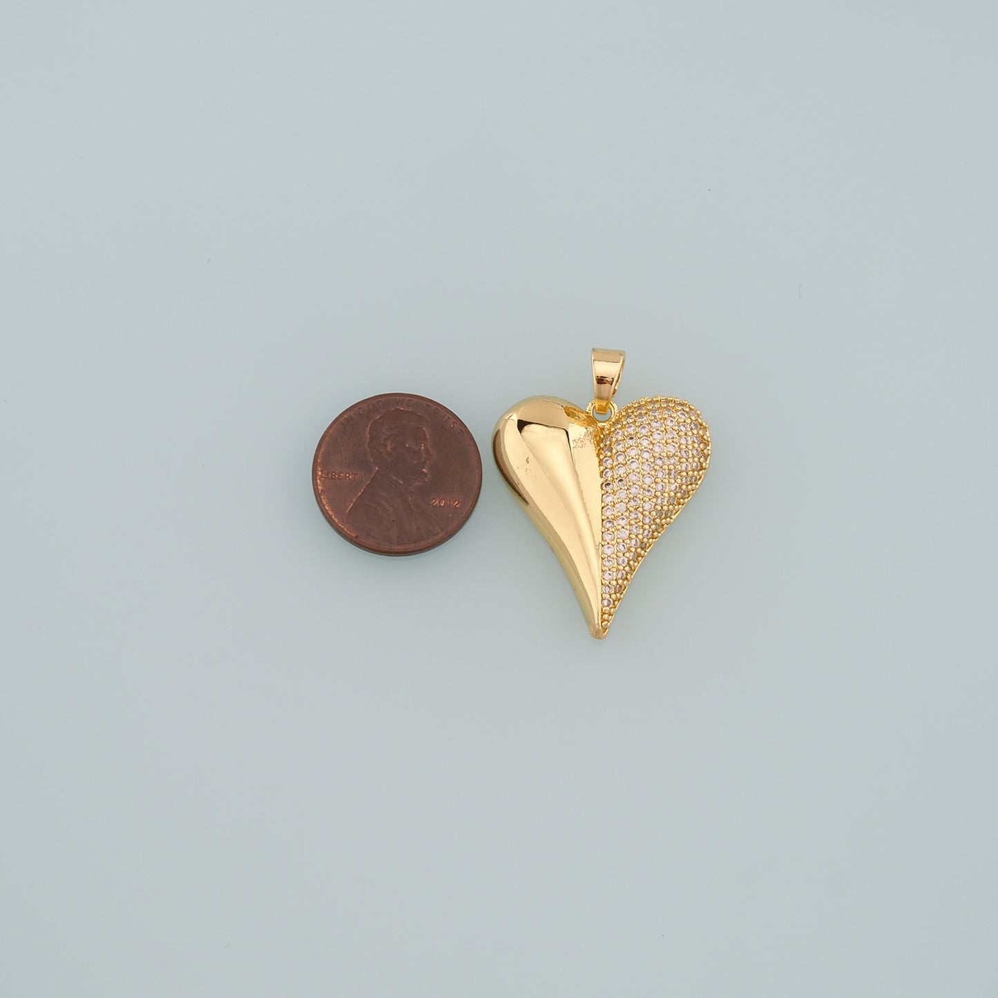 Gold Heart Charms,18K Gold Filled Heart Pendant,CZ Micro Pave Heart Charm Bracelet Necklace for DIY Jewelry Making Supply