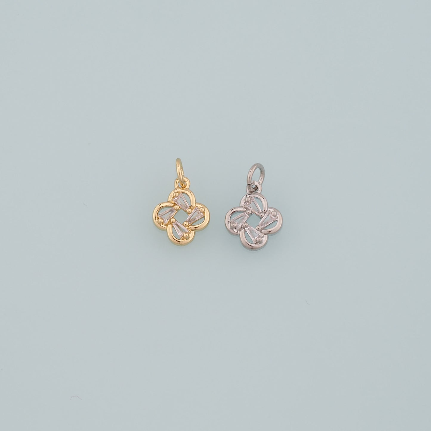 Gold Flower Charms,18K Gold Filled Flower Pendant,CZ Micro Pave Flower Charm Bracelet Necklace for DIY Jewelry Making Supply