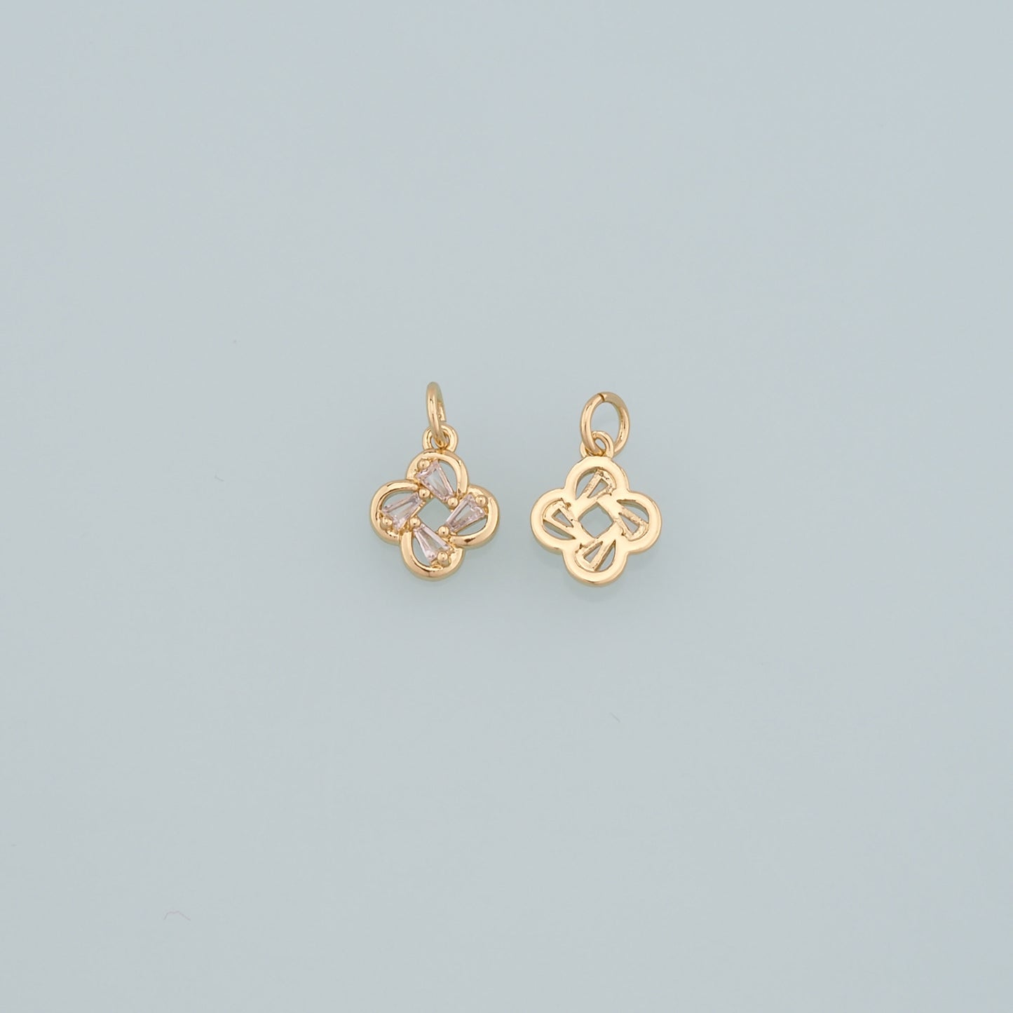 Gold Flower Charms,18K Gold Filled Flower Pendant,CZ Micro Pave Flower Charm Bracelet Necklace for DIY Jewelry Making Supply