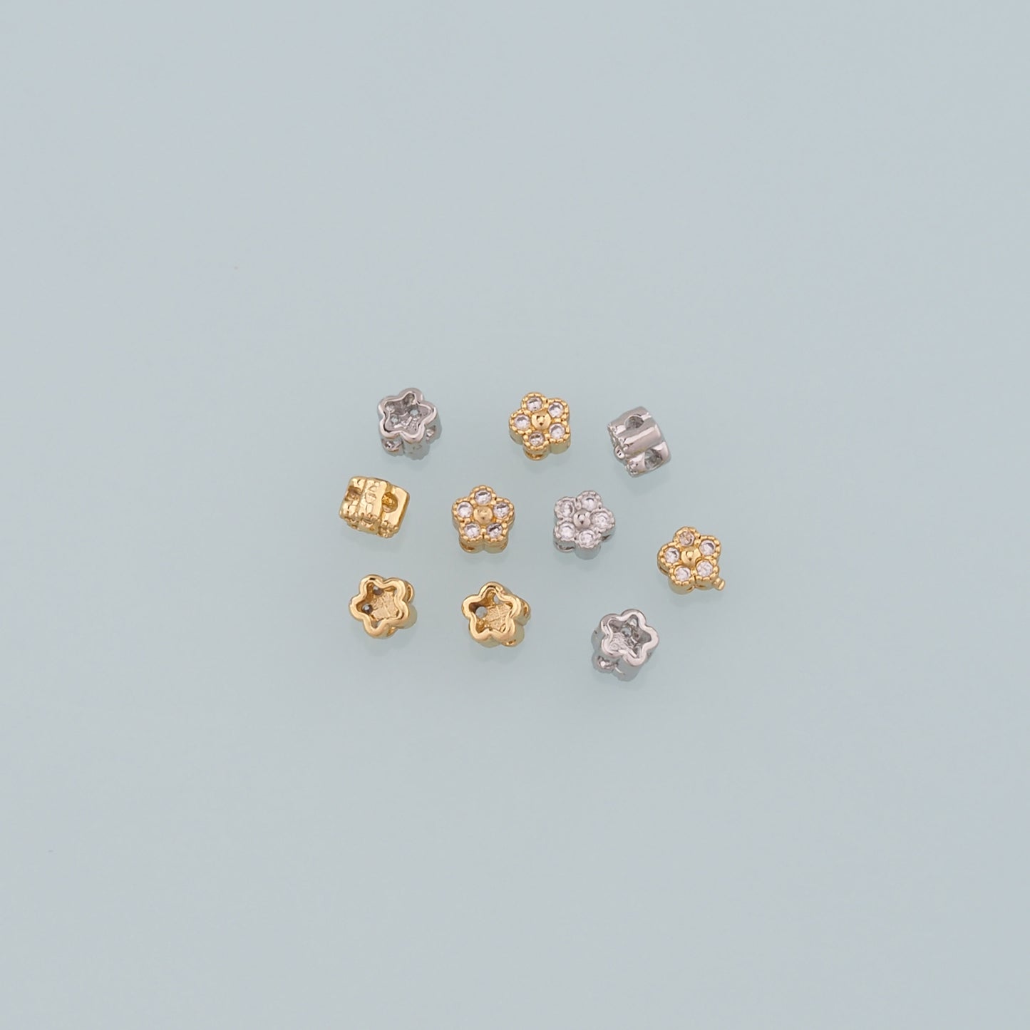 Gold Flower Spacer Beads Charms,18K Gold Filled Flower Bracelet Necklace for DIY Jewelry Making Supply