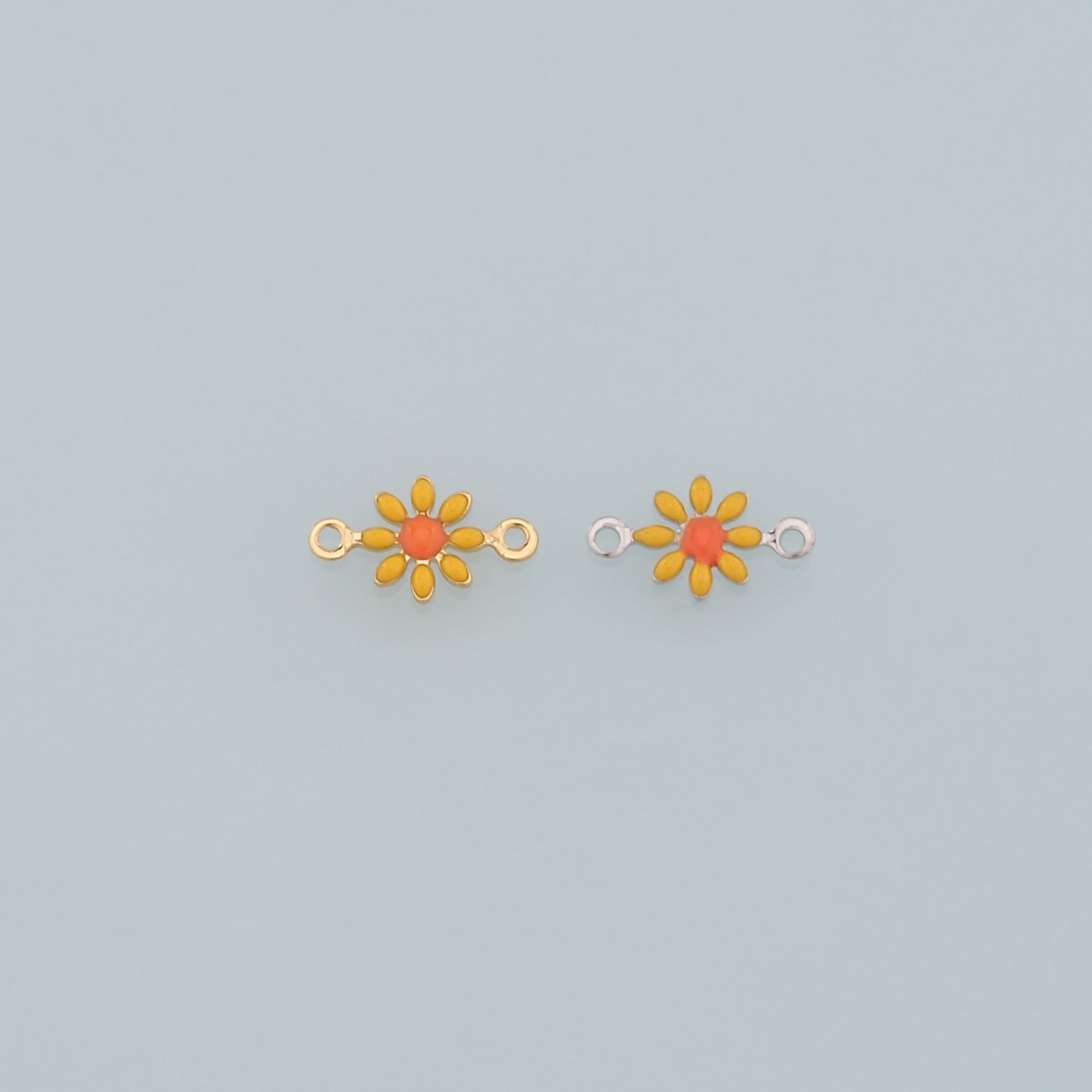 18K Gold Filled Flower Connector,Enamel Flower Charm Bracelet Necklace for DIY Jewelry Making Supply