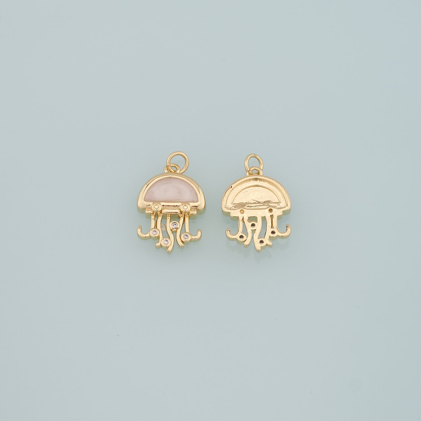 Gold Jellyfish Charms,18K Gold Filled Jellyfish Pendant,Enamel Ocean Charm Bracelet Necklace for DIY Jewelry Making Supply
