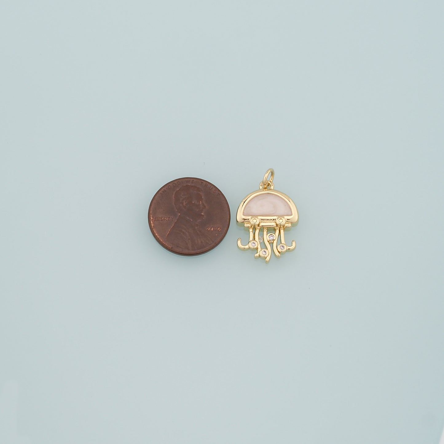 Gold Jellyfish Charms,18K Gold Filled Jellyfish Pendant,Enamel Ocean Charm Bracelet Necklace for DIY Jewelry Making Supply