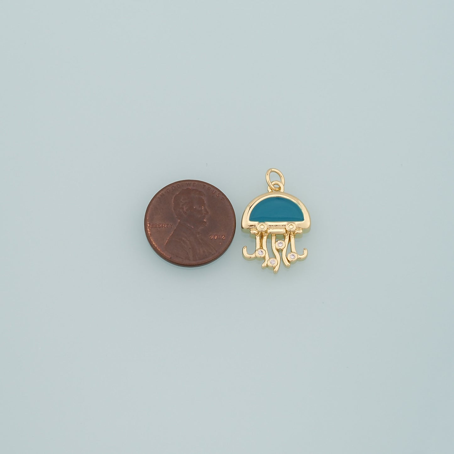 Gold Jellyfish Charms,18K Gold Filled Jellyfish Pendant,Enamel Ocean Charm Bracelet Necklace for DIY Jewelry Making Supply