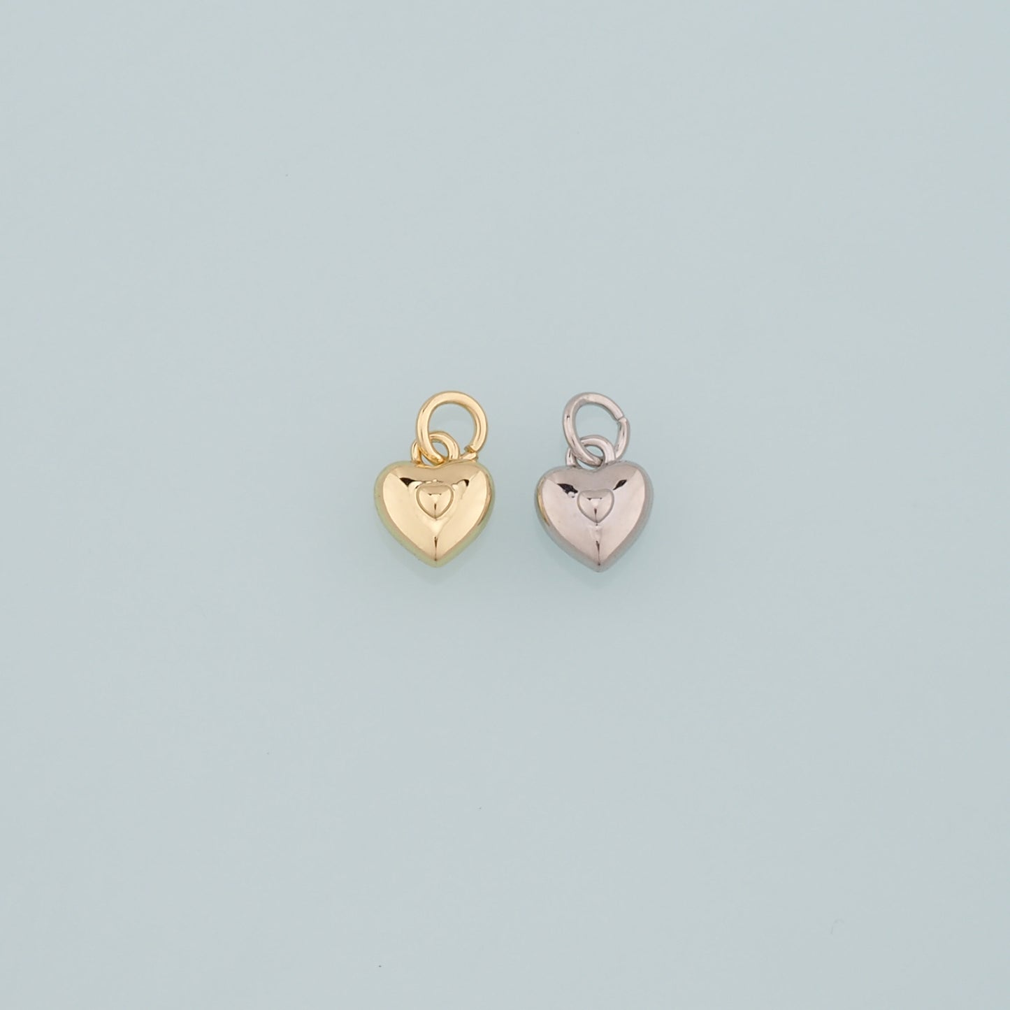 Gold Heart Charms,18K Gold Filled Heart Pendant,Dinty Heart Charm Bracelet Necklace for DIY Jewelry Making Supply