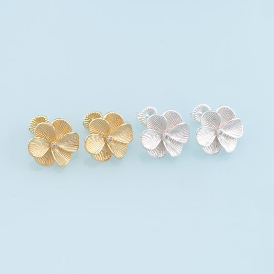 1pair 18K Gold Filled Flower Stud Earrings,Gold Earrings,Dainty Hoops Huggie,Gold Huggies Hoop Earrings