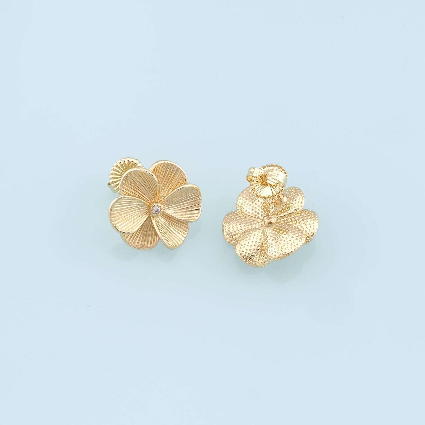 1pair 18K Gold Filled Flower Stud Earrings,Gold Earrings,Dainty Hoops Huggie,Gold Huggies Hoop Earrings