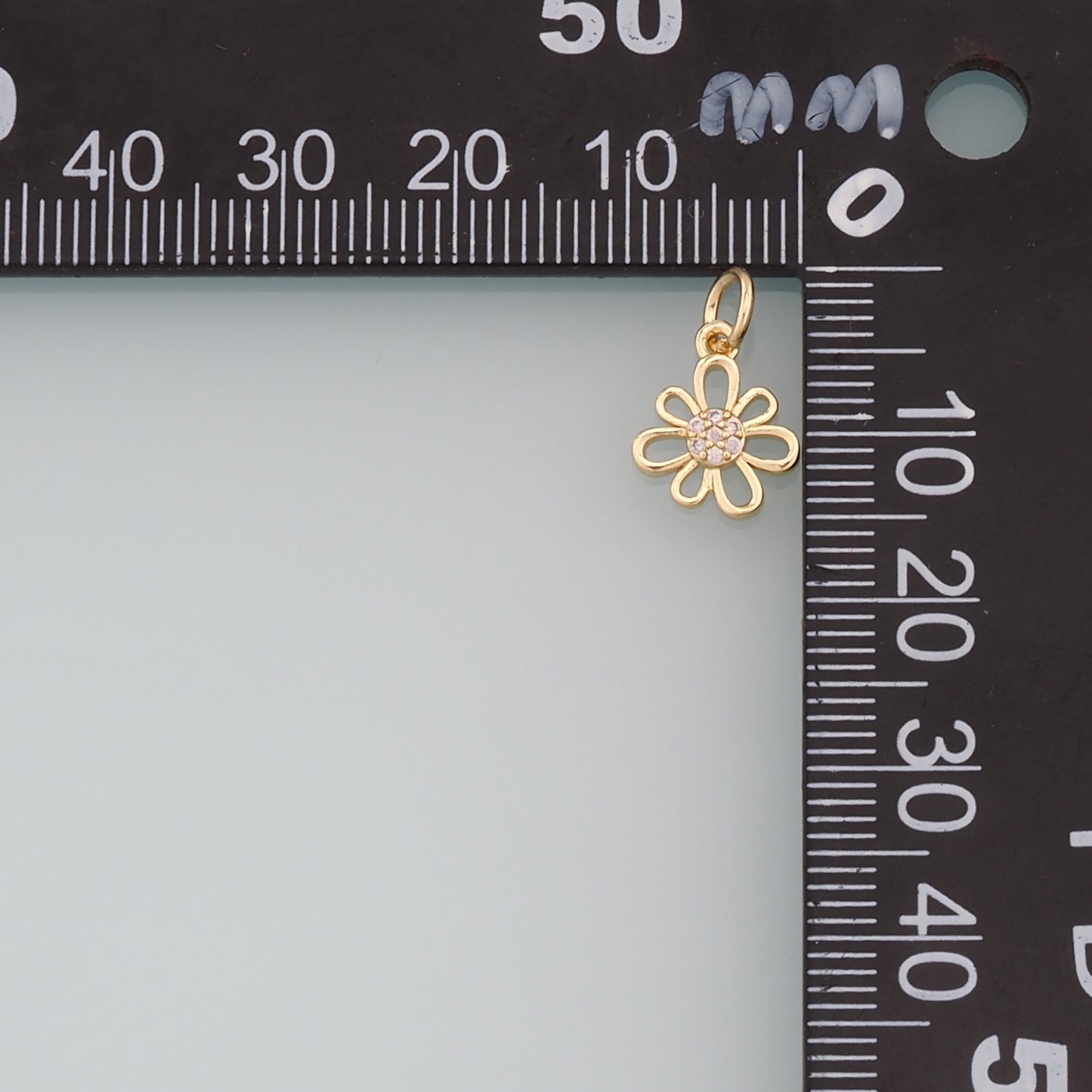 Gold Flower Charms,18K Gold Filled Flower Pendant,CZ Micro Pave Flower Charm Bracelet Necklace for DIY Jewelry Making Supply