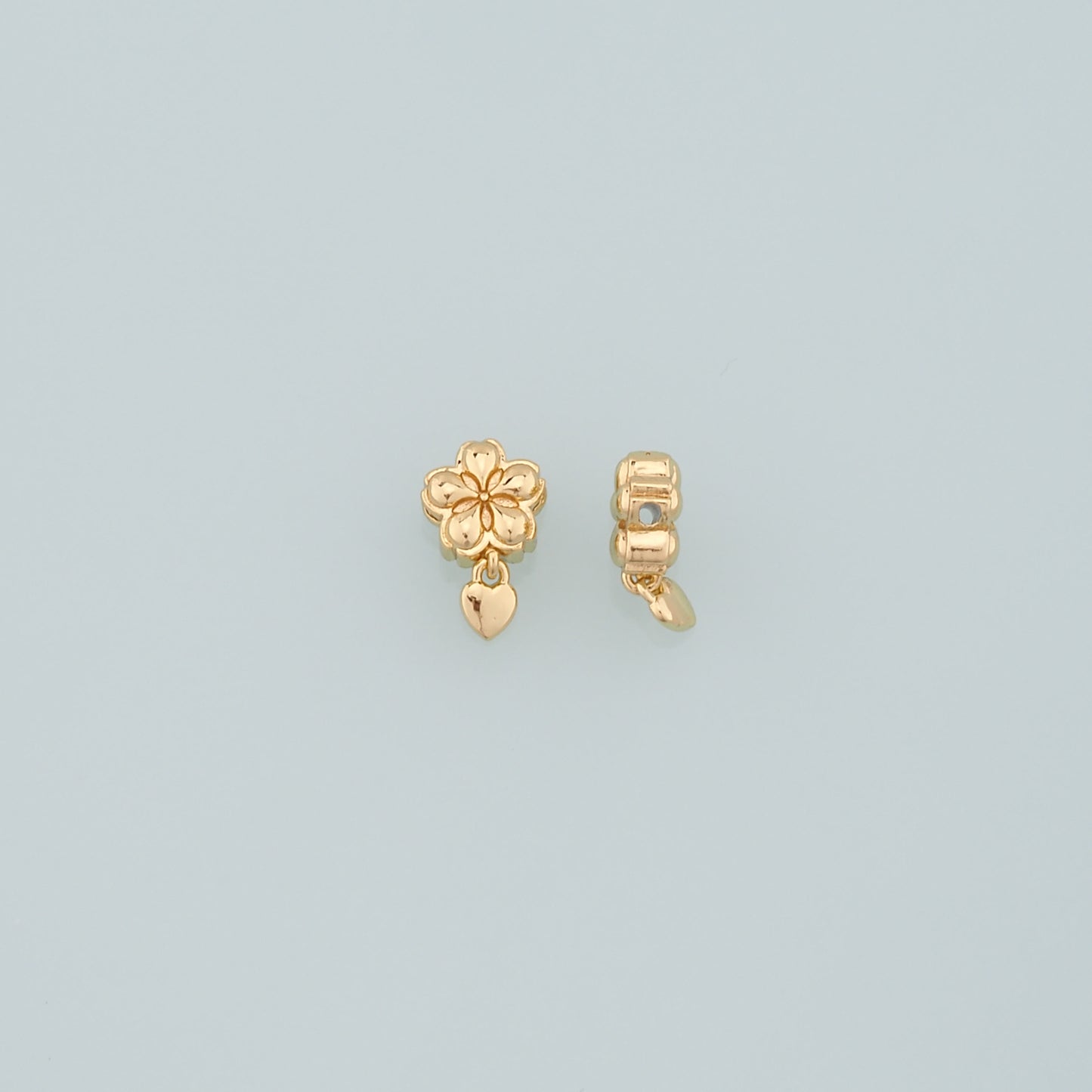 Gold Flower Spacer Beads Charms,18K Gold Filled Heart Bracelet Necklace for DIY Jewelry Making Supply