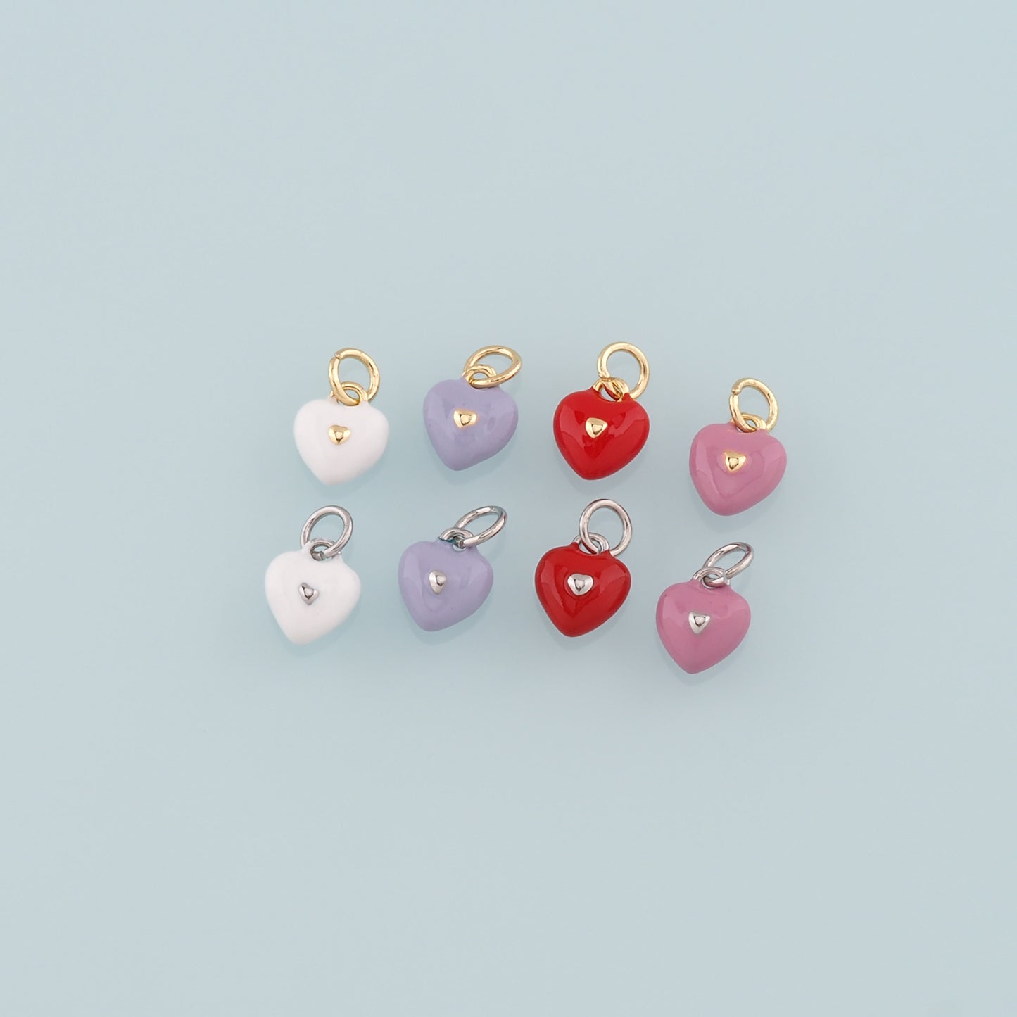 Gold Heart Charms,18K Gold Filled Heart Pendant,Enamel Heart Charm Bracelet Necklace for DIY Jewelry Making Supply