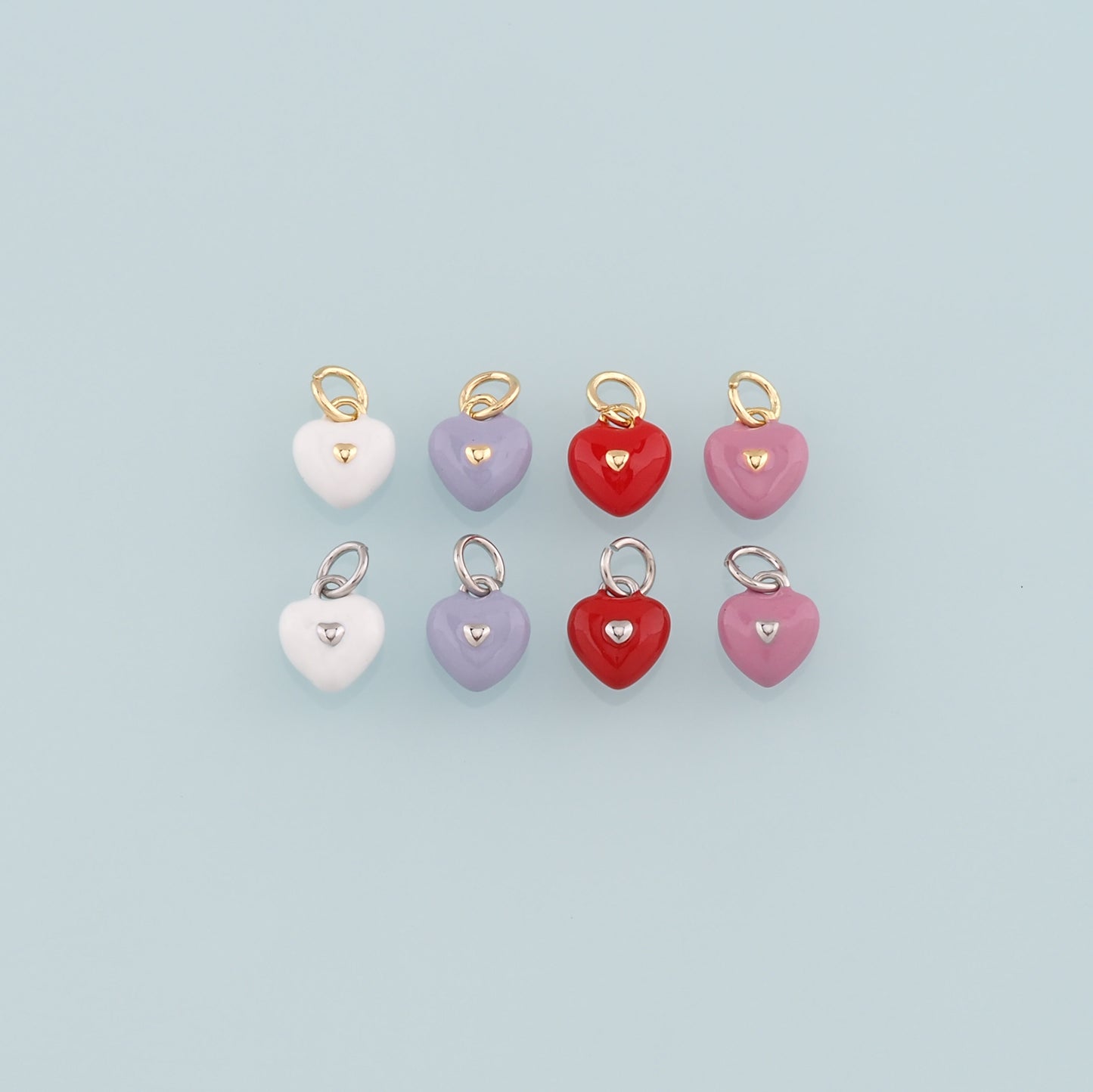 Gold Heart Charms,18K Gold Filled Heart Pendant,Enamel Heart Charm Bracelet Necklace for DIY Jewelry Making Supply