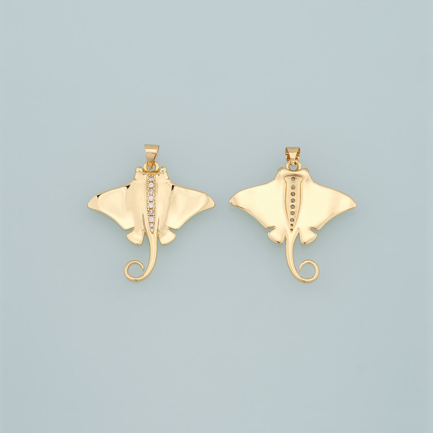 Gold Fish Charms,18K Gold Filled Manta Ray Pendant,CZ Micro Pave Manta Ray Charm Bracelet Necklace for DIY Jewelry Making Supply