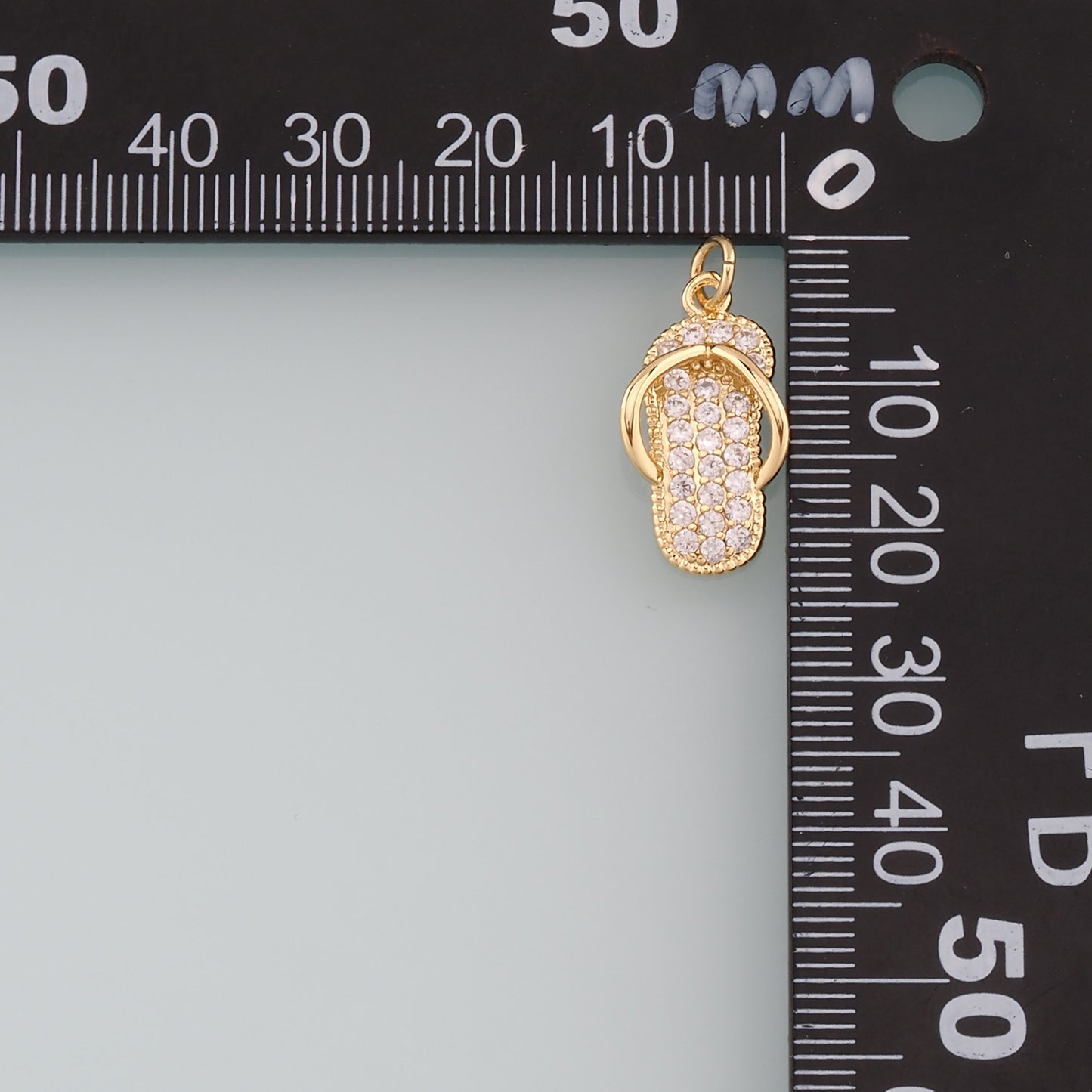 18K Gold Filled Sandal Pendant,CZ Micro Pave Slippers Charm Bracelet Necklace for DIY Jewelry Making Supply