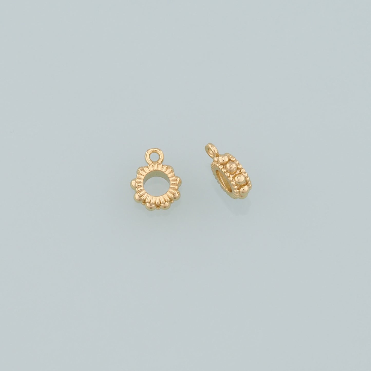Gold Round Beads Charms,18K Gold Filled Round spacer beads Bracelet Necklace for DIY Jewelry Making Supply