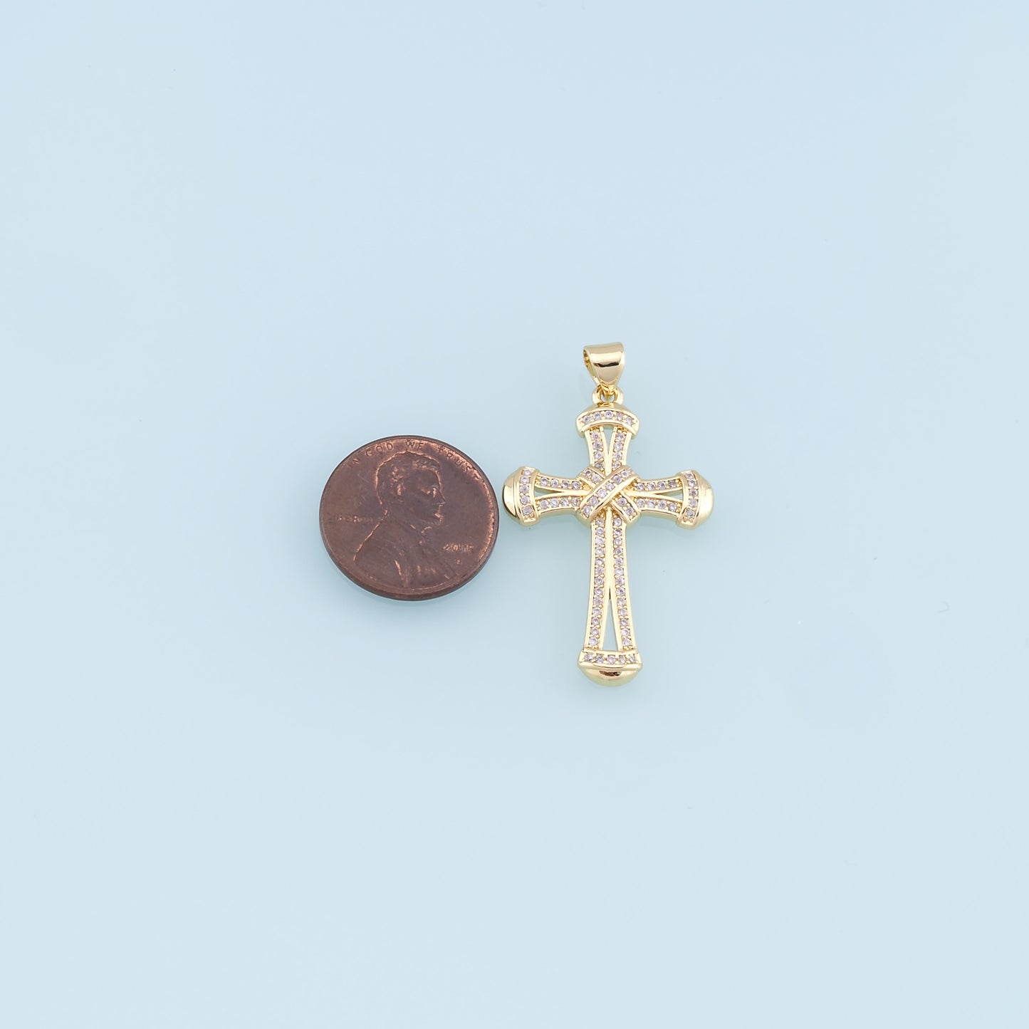 Gold Cross Charms,18K Gold Filled Cross Pendant,CZ Micro Pave Cross Charm Bracelet Necklace for DIY Jewelry Making Supply