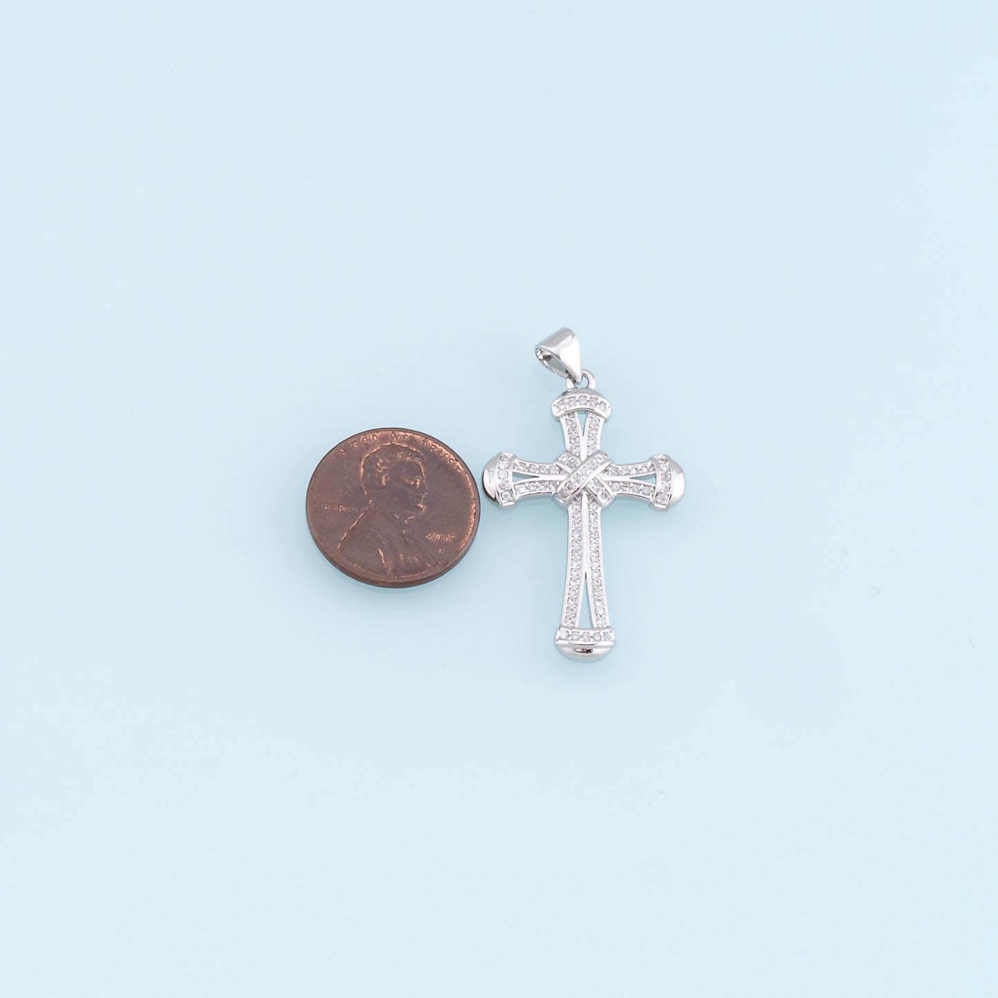 Gold Cross Charms,18K Gold Filled Cross Pendant,CZ Micro Pave Cross Charm Bracelet Necklace for DIY Jewelry Making Supply