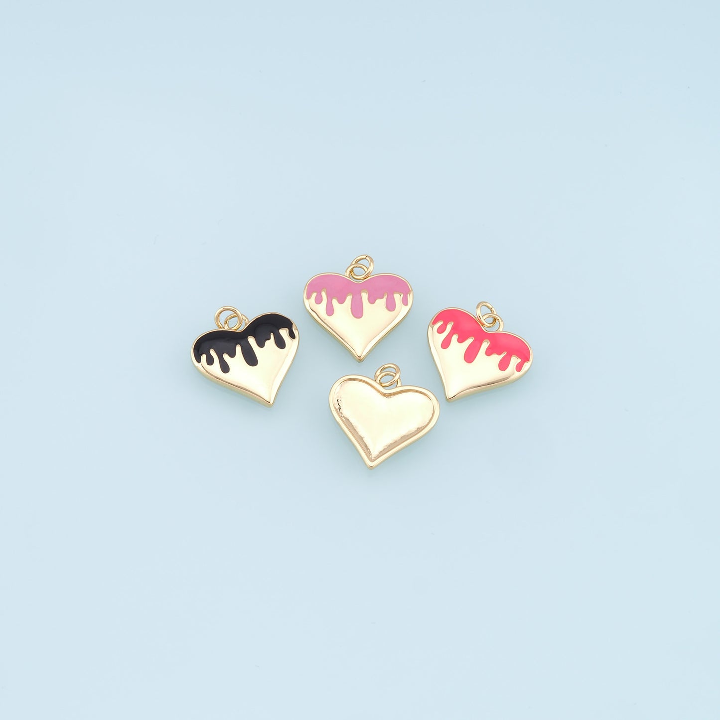 Gold Heart Charms,18K Gold Filled Enamel Heart Pendant,Heart Charm Bracelet Necklace for DIY Jewelry Making Supply