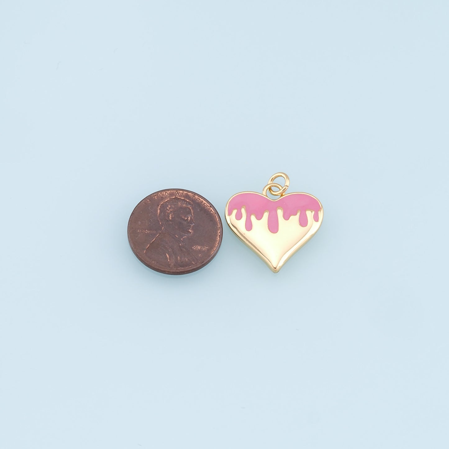 Gold Heart Charms,18K Gold Filled Enamel Heart Pendant,Heart Charm Bracelet Necklace for DIY Jewelry Making Supply