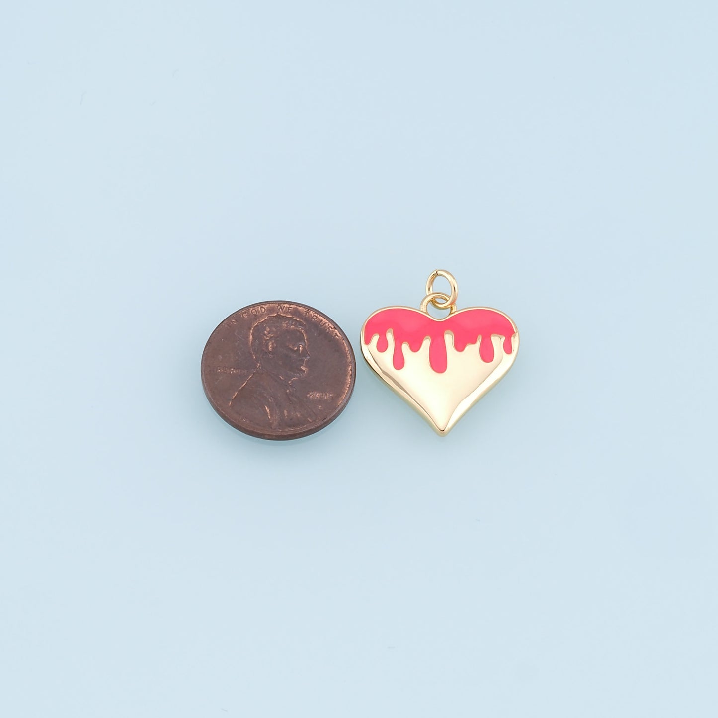 Gold Heart Charms,18K Gold Filled Enamel Heart Pendant,Heart Charm Bracelet Necklace for DIY Jewelry Making Supply