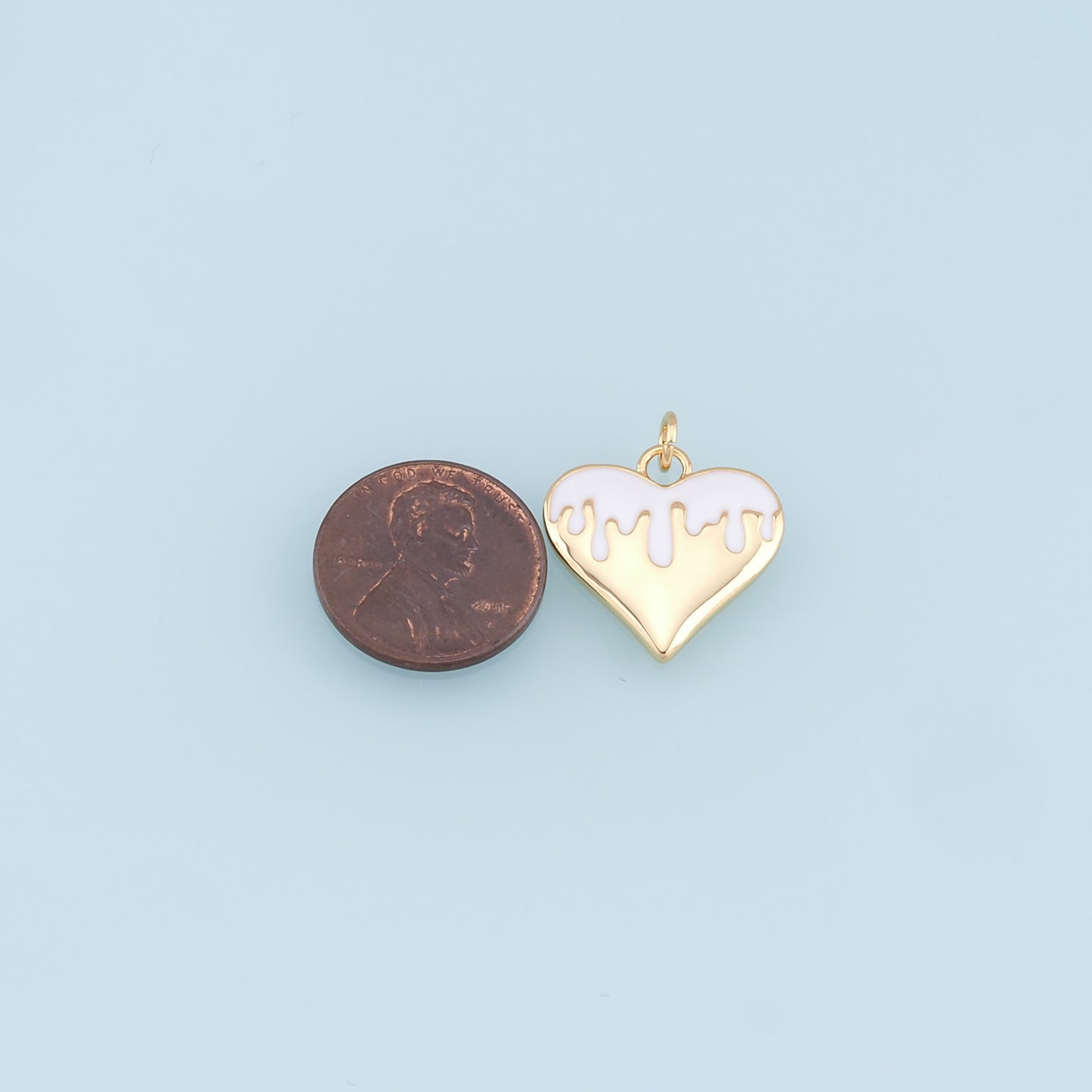 Gold Heart Charms,18K Gold Filled Enamel Heart Pendant,Heart Charm Bracelet Necklace for DIY Jewelry Making Supply