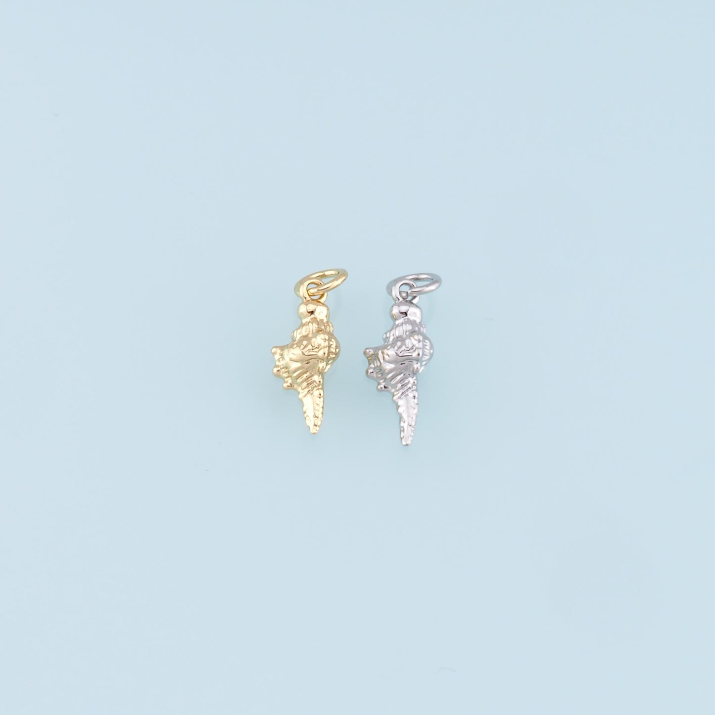 Gold Conch Charms,18K Gold Filled Conch Shell Pendant,Silver Conch Shell Charm Bracelet Necklace for DIY Jewelry Making Supply