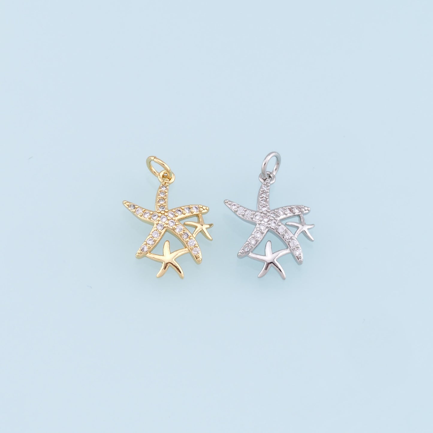Gold Starfish Charms,18K Gold Filled Sea Star Pendant,Starfish Charm Bracelet Necklace for DIY Jewelry Making Supply