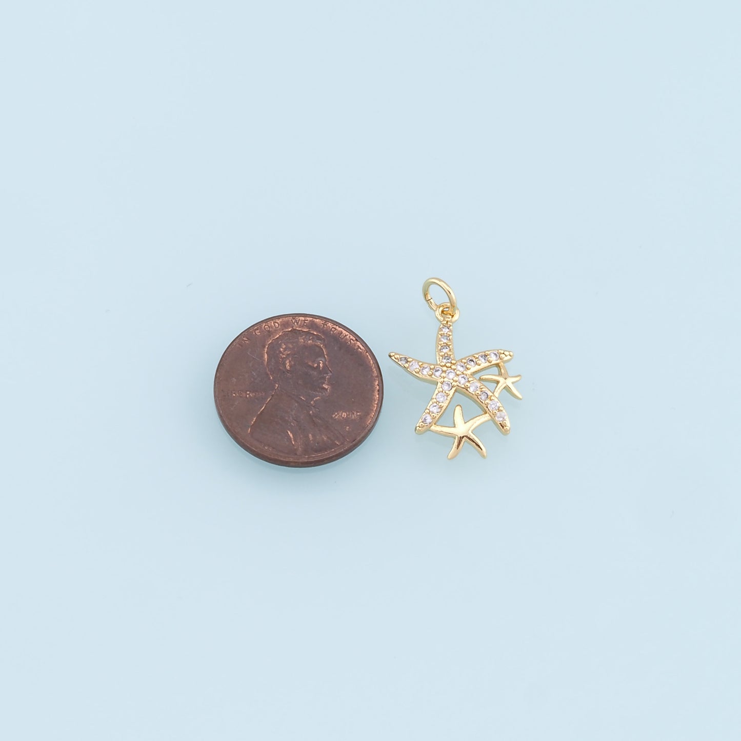 Gold Starfish Charms,18K Gold Filled Sea Star Pendant,Starfish Charm Bracelet Necklace for DIY Jewelry Making Supply