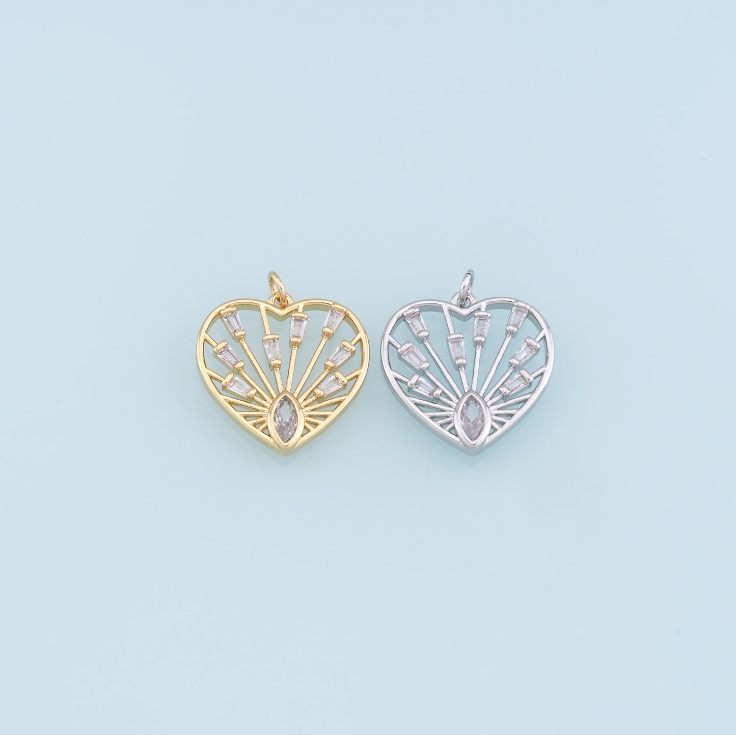 Gold Heart Charms,18K Gold Filled Heart Pendant,Heart Charm Bracelet Necklace for DIY Jewelry Making Supply