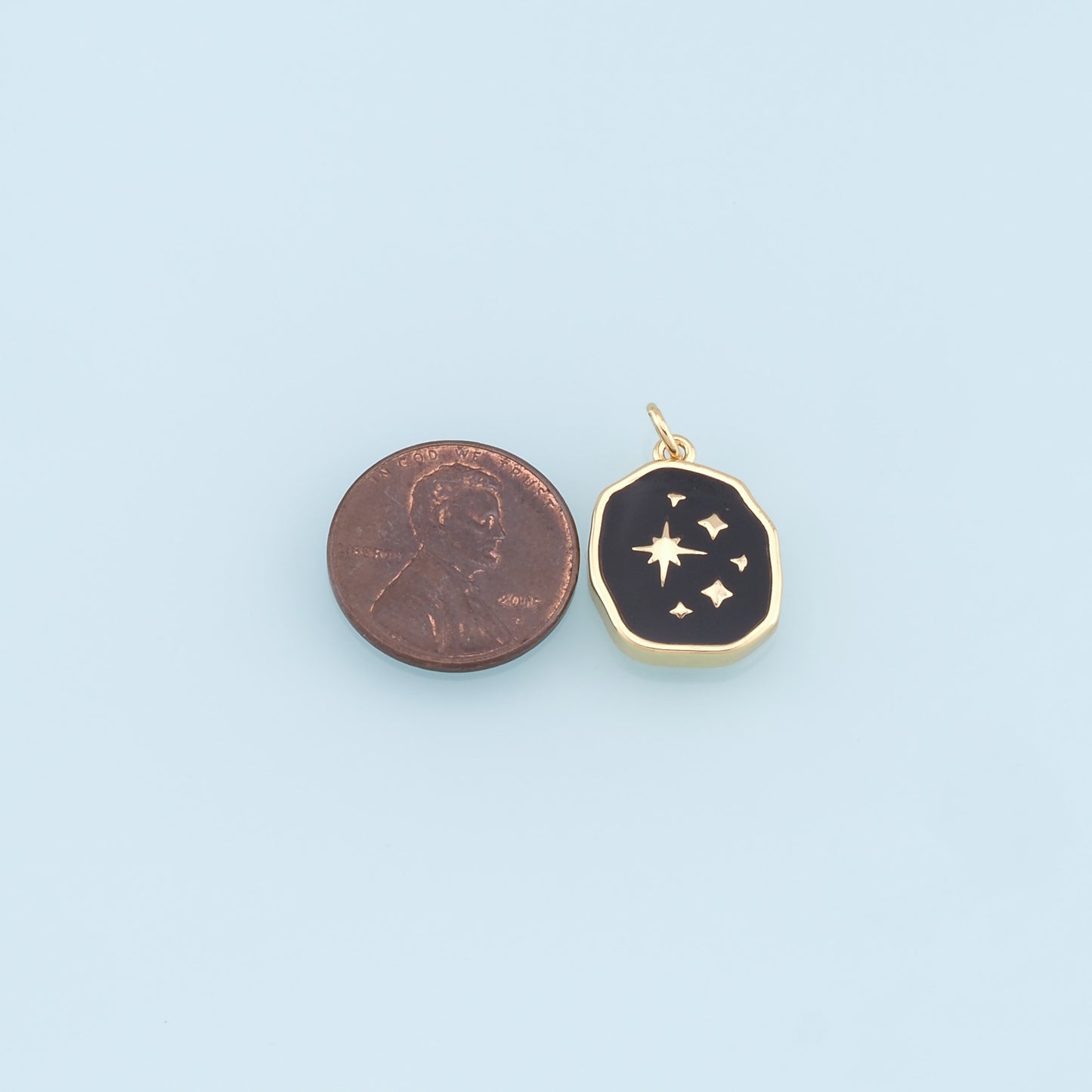 Gold Star Charms,18K Gold Filled Starburst Pendant,Enamel North Star Charm Bracelet Necklace for DIY Jewelry Making Supply