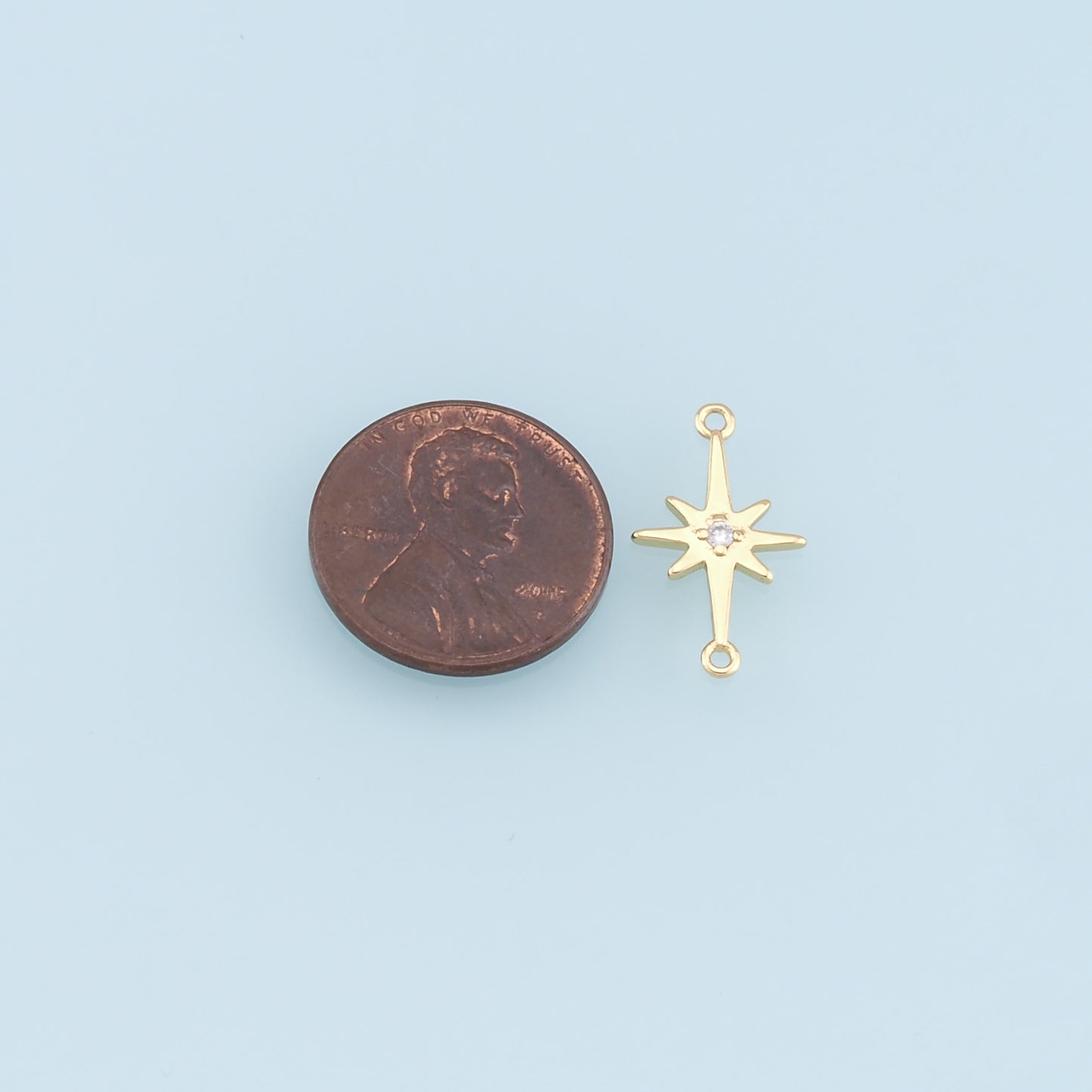 Gold Star Charms,18K Gold Filled Starburst Pendant,CZ North Star Charm Bracelet Necklace for DIY Jewelry Making Supply