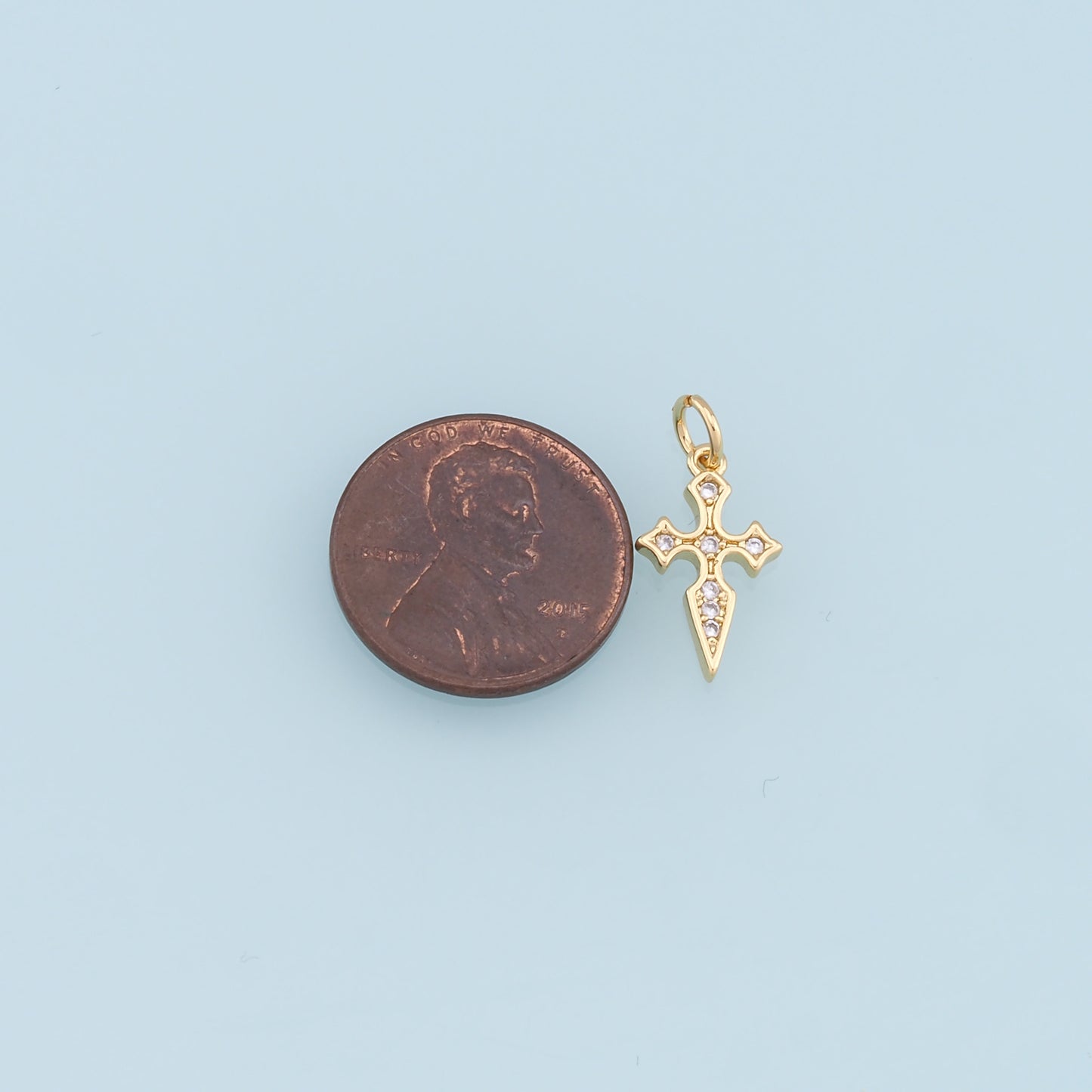 Gold Cross Charms,18K Gold Filled Cross Pendant,CZ Micro Pave Cross Charm Bracelet Necklace for DIY Jewelry Making Supply