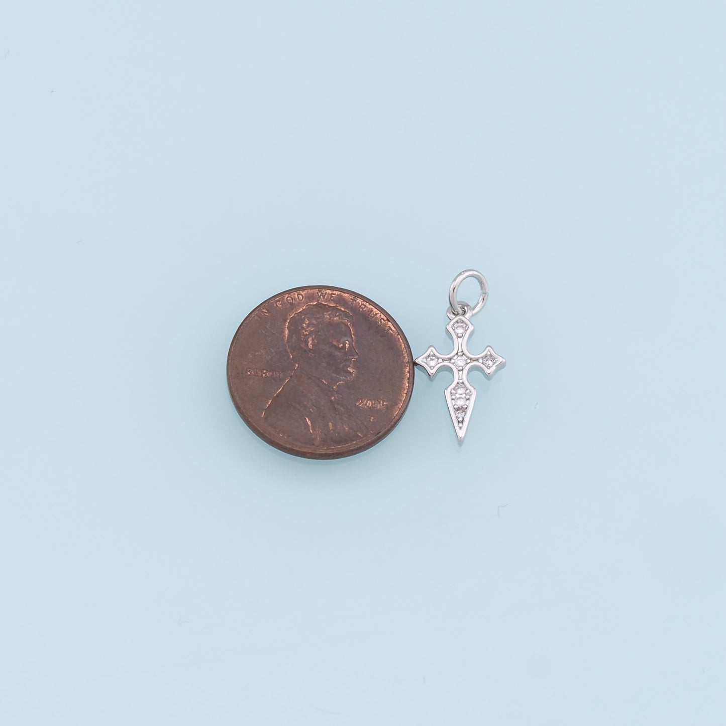 Gold Cross Charms,18K Gold Filled Cross Pendant,CZ Micro Pave Cross Charm Bracelet Necklace for DIY Jewelry Making Supply