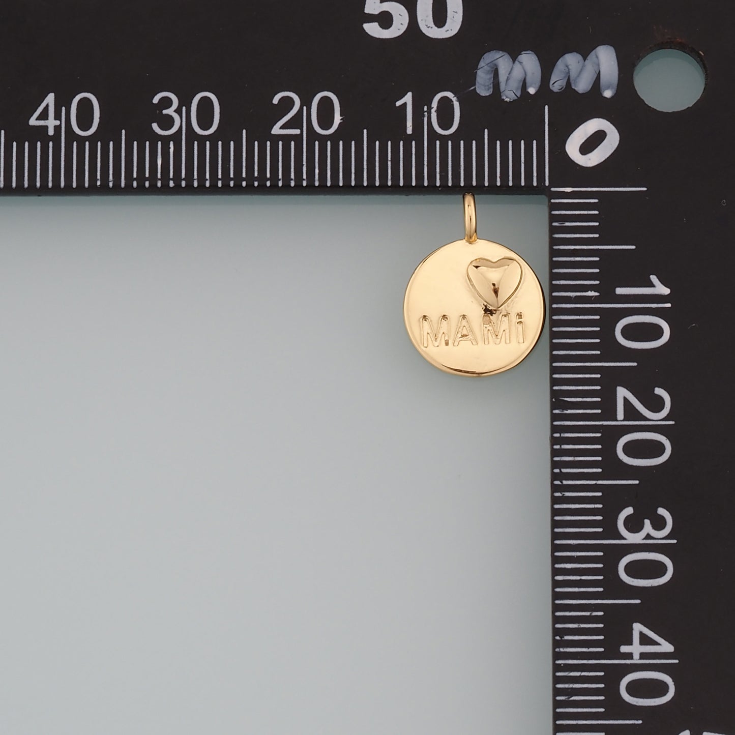 18K Gold Filled Mama Pendant,Dainty Heart Mama Charm Bracelet Necklace for DIY Jewelry Making Supply