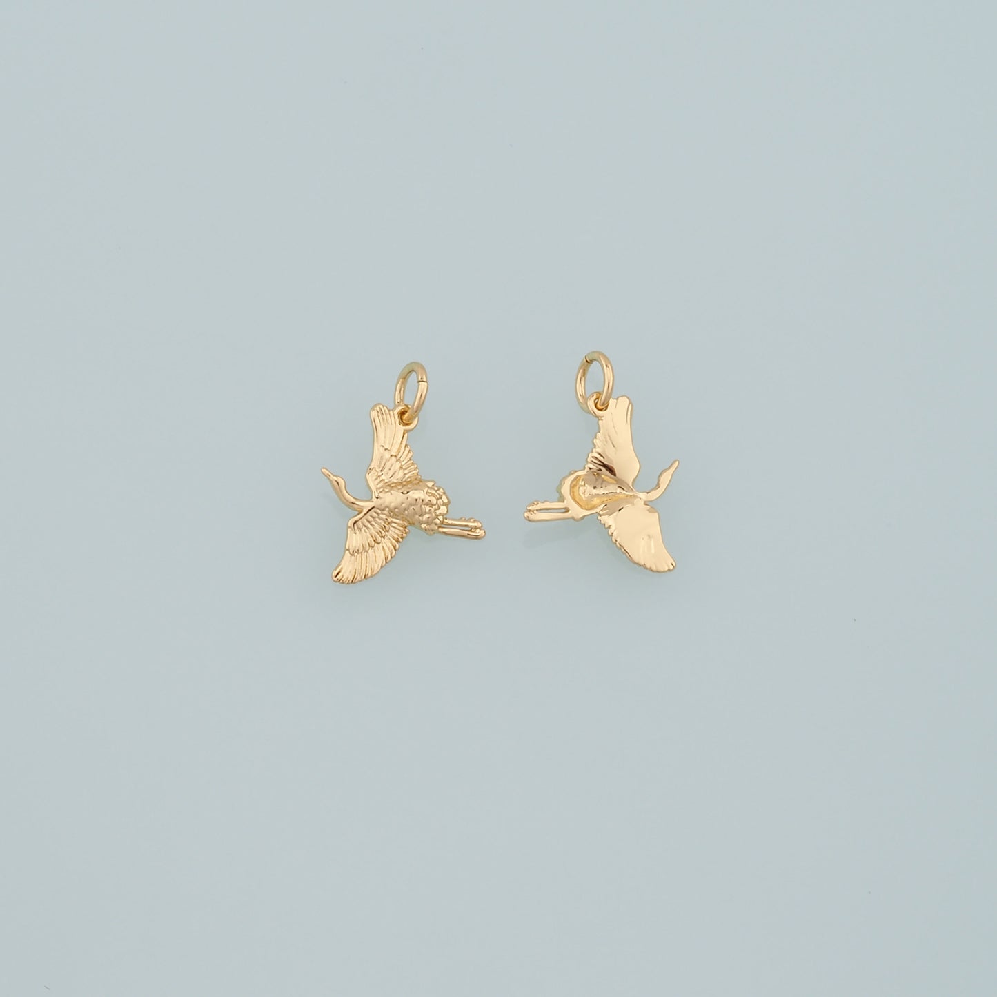 Gold Bird Charms,18K Gold Filled Crane Pendant,Crane Charm Bracelet Necklace for DIY Jewelry Making Supply