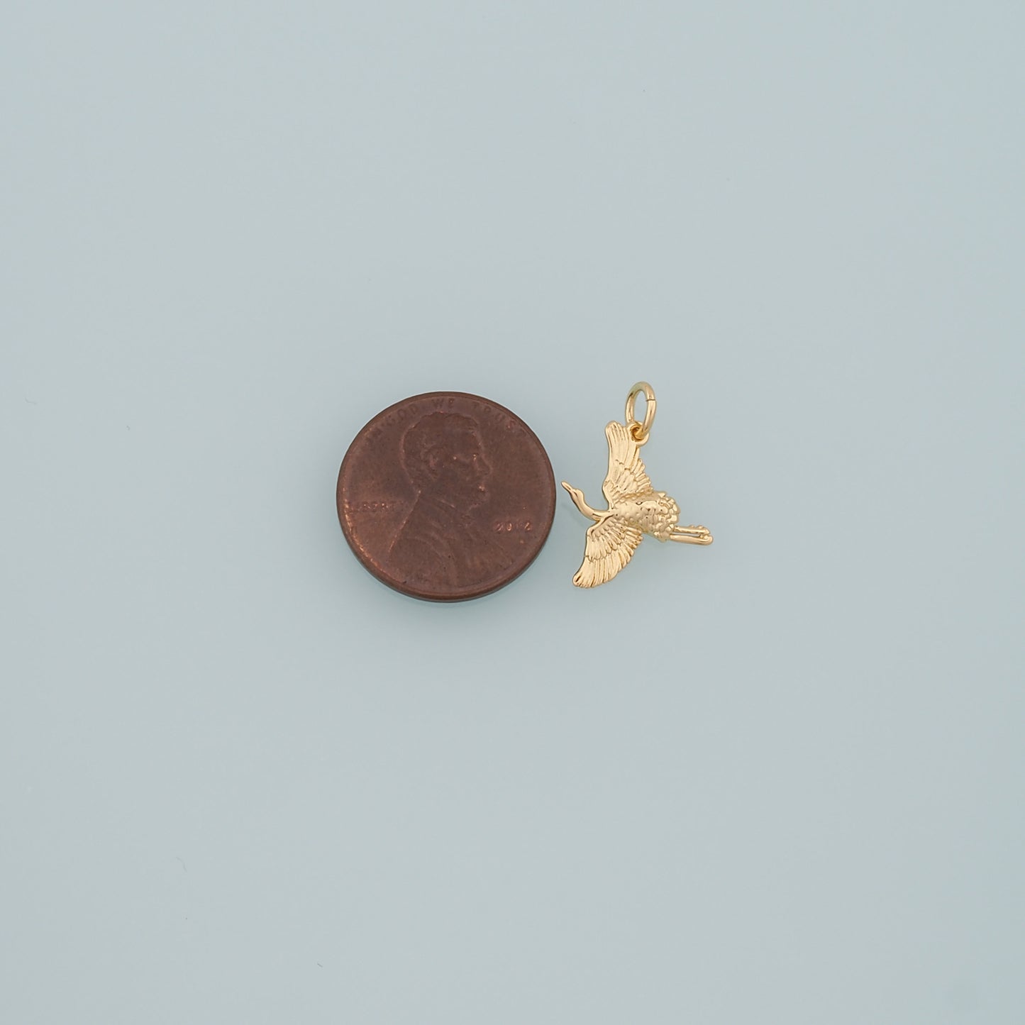 Gold Bird Charms,18K Gold Filled Crane Pendant,Crane Charm Bracelet Necklace for DIY Jewelry Making Supply