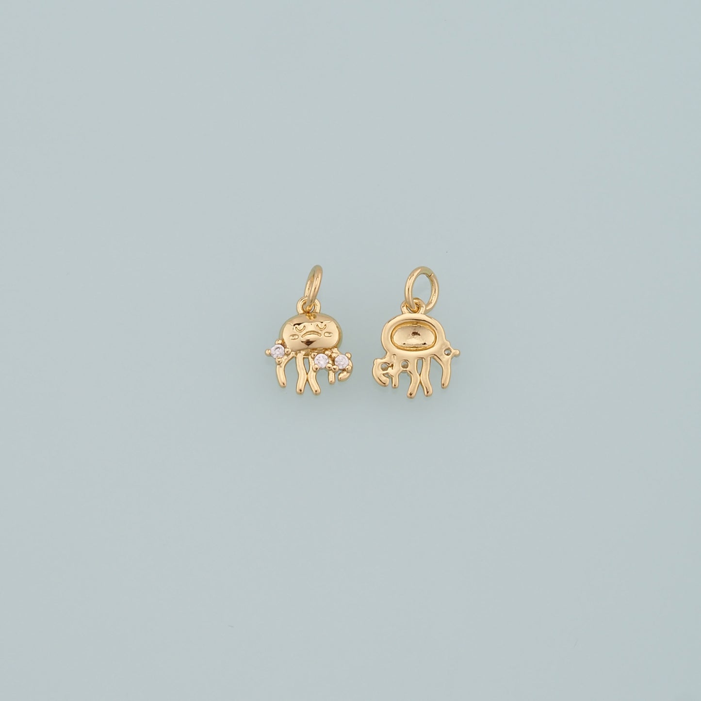 Gold Jellyfish Charms,18K Gold Filled Jellyfish Pendant,CZ Micro Pave Ocean Charm Bracelet Necklace for DIY Jewelry Making Supply