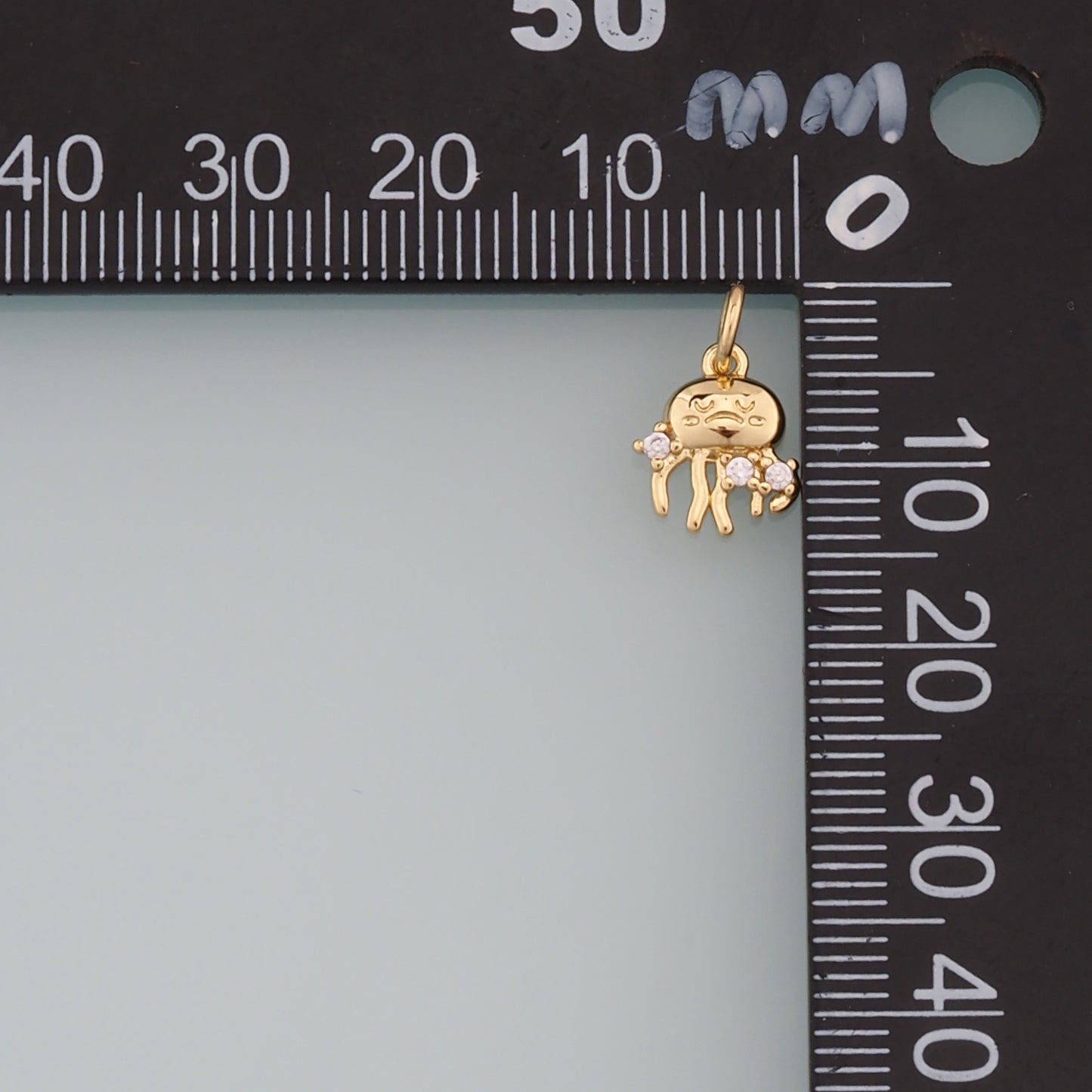 Gold Jellyfish Charms,18K Gold Filled Jellyfish Pendant,CZ Micro Pave Ocean Charm Bracelet Necklace for DIY Jewelry Making Supply