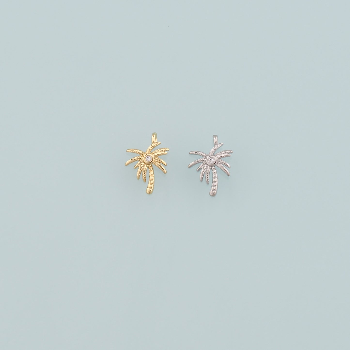 Gold Palm Tree Charms,18K Gold Filled Palm tree Pendant,Coconut tree Charm Bracelet Necklace for DIY Jewelry Making Supply