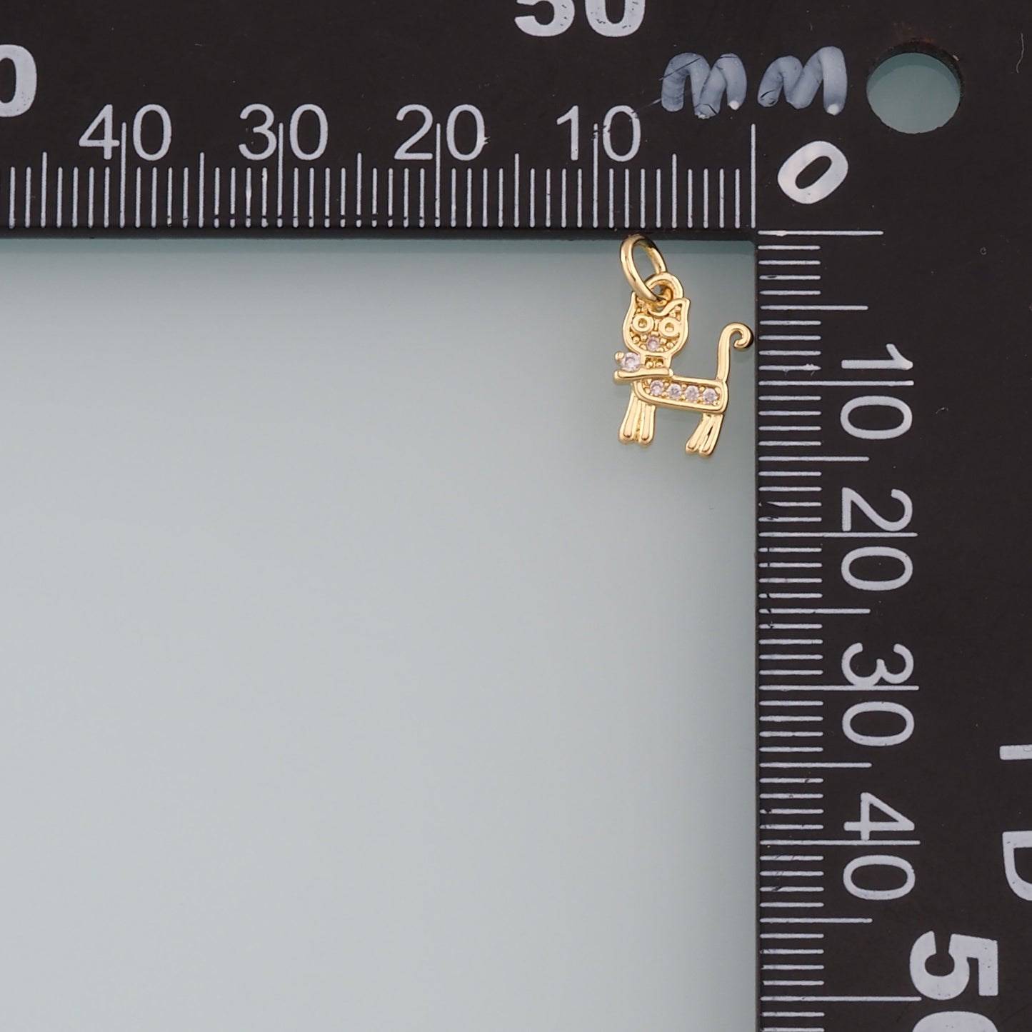 Gold Cat Charms,18K Gold Filled Cat Pendant,CZ Micro Pave Cat Charm Bracelet Necklace for DIY Jewelry Making Supply